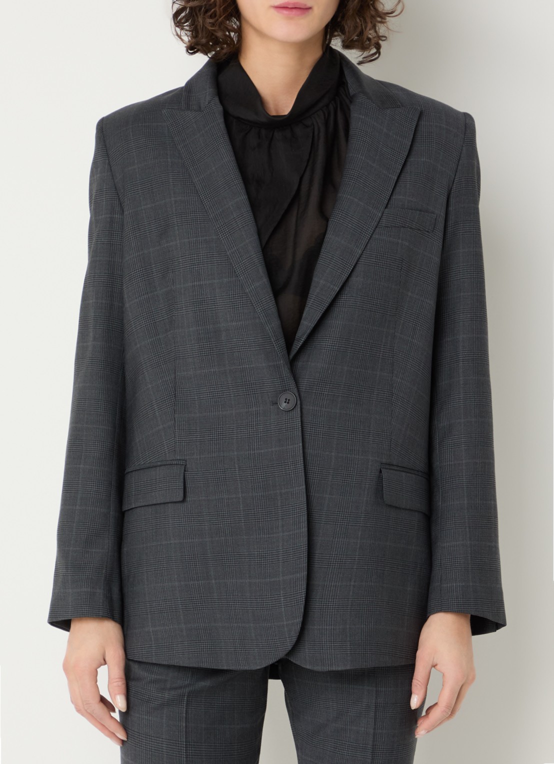 IRO Calu blazer in wolblend met klepzakken - detail 2 antraciet
