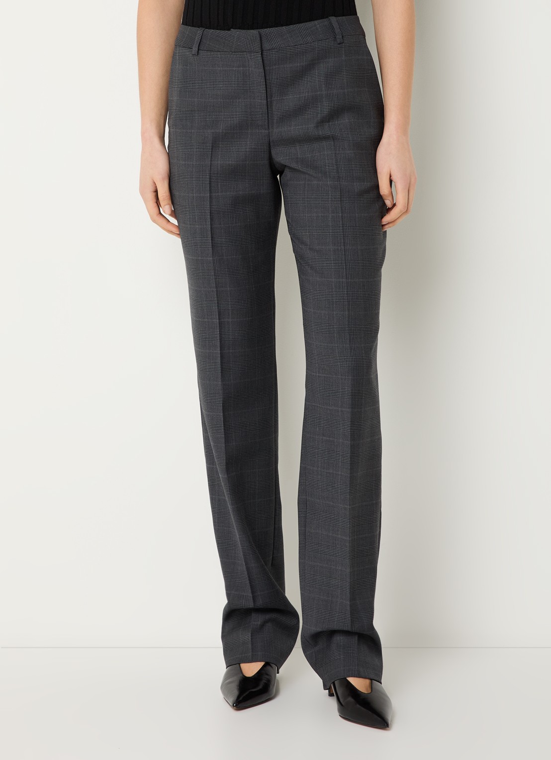 IRO Cayana high waist regular fit pantalon in wolblend - detail donkergrijs