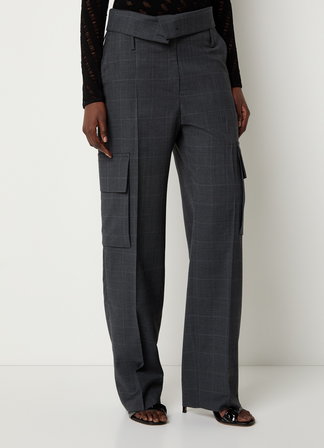 IRO Cruze high waist straight fit pantalon met steekzakken - detail 4 donkergrijs