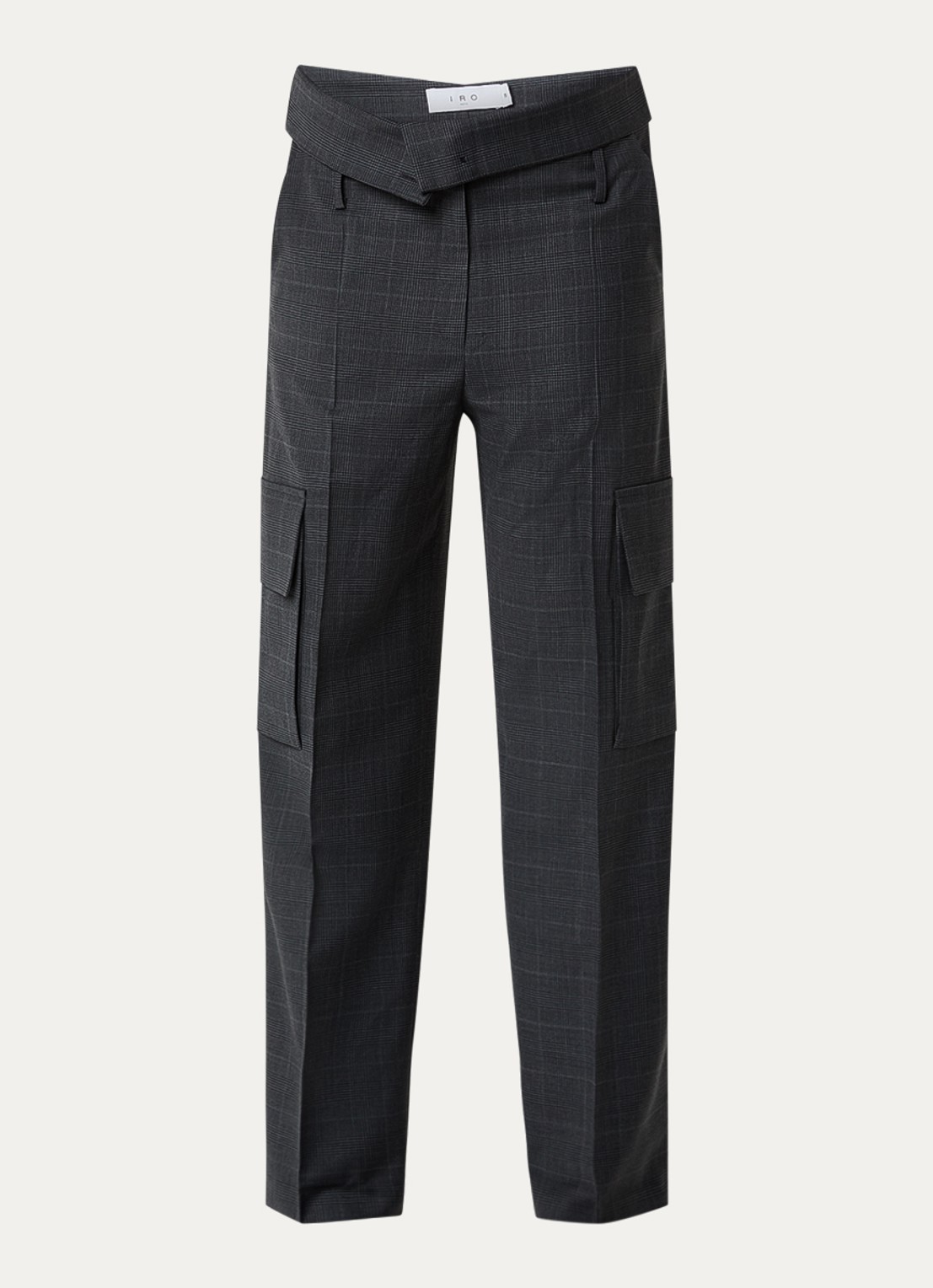 IRO Cruze high waist straight fit pantalon met steekzakken - voorkant 2 donkergrijs