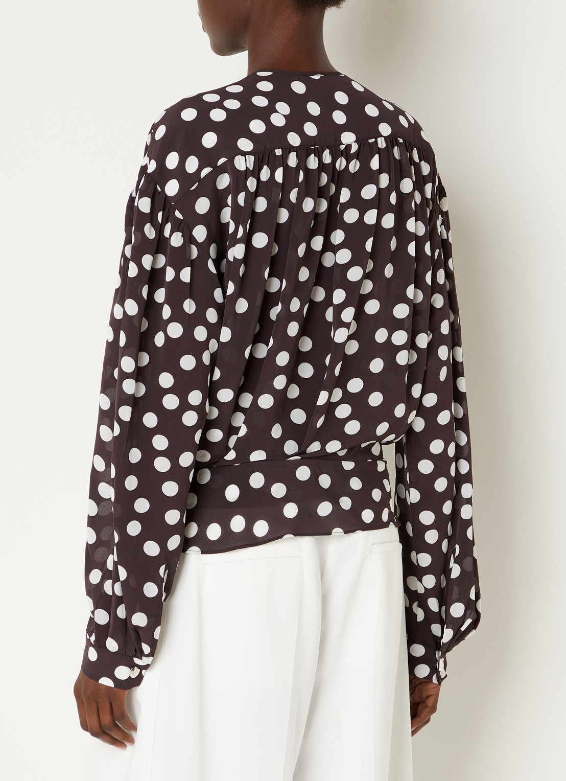IRO Dotta tuniek met stippenprint - achterkant 4 donkerbruin