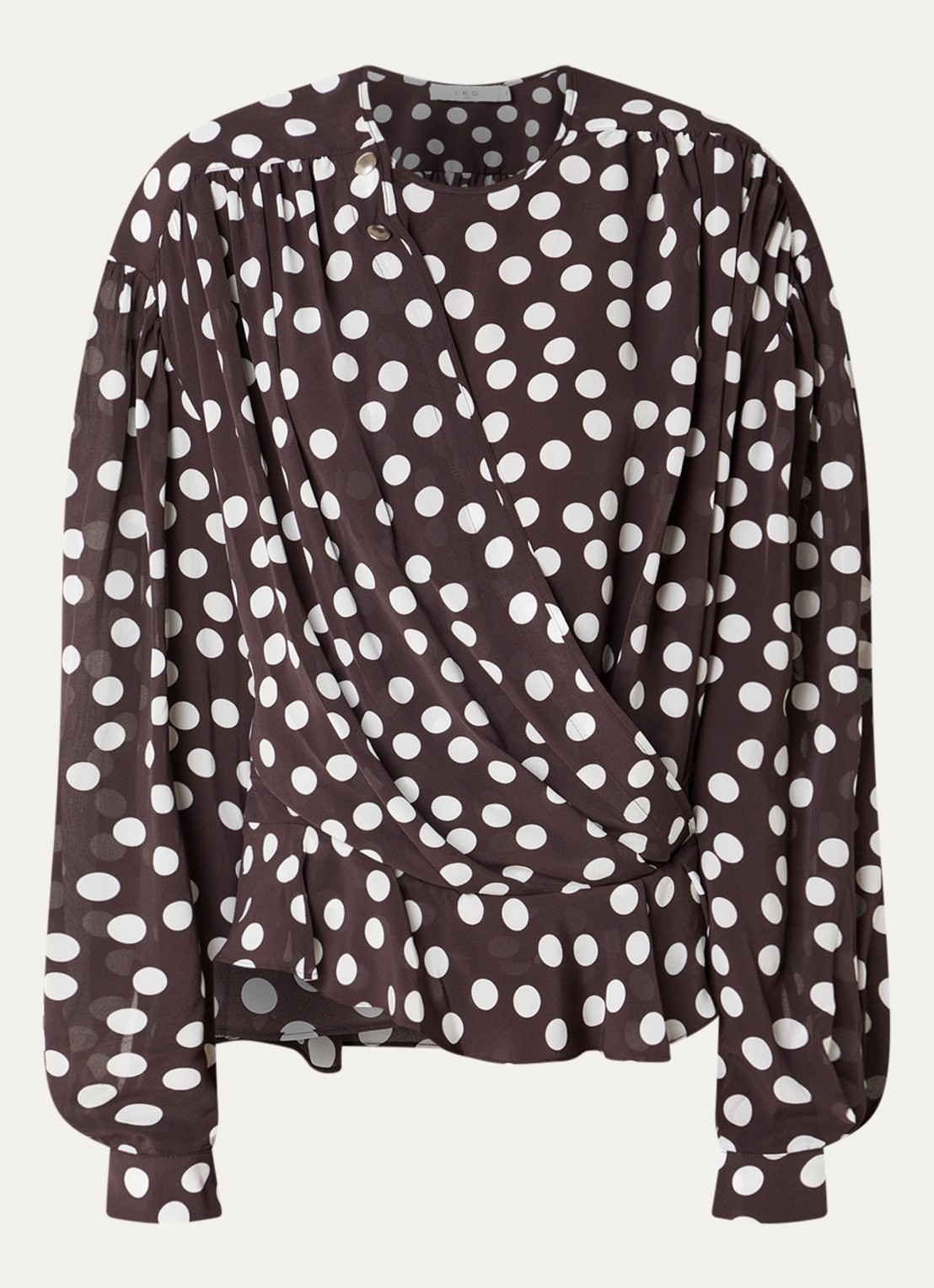 IRO Dotta tuniek met stippenprint - voorkant donkerbruin