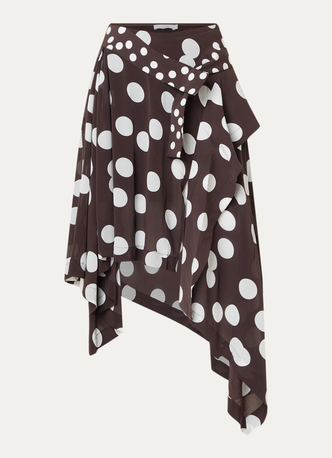 IRO Duline midi rok met stippenprint en asymmetrische zoom - voorkant 3 zwart