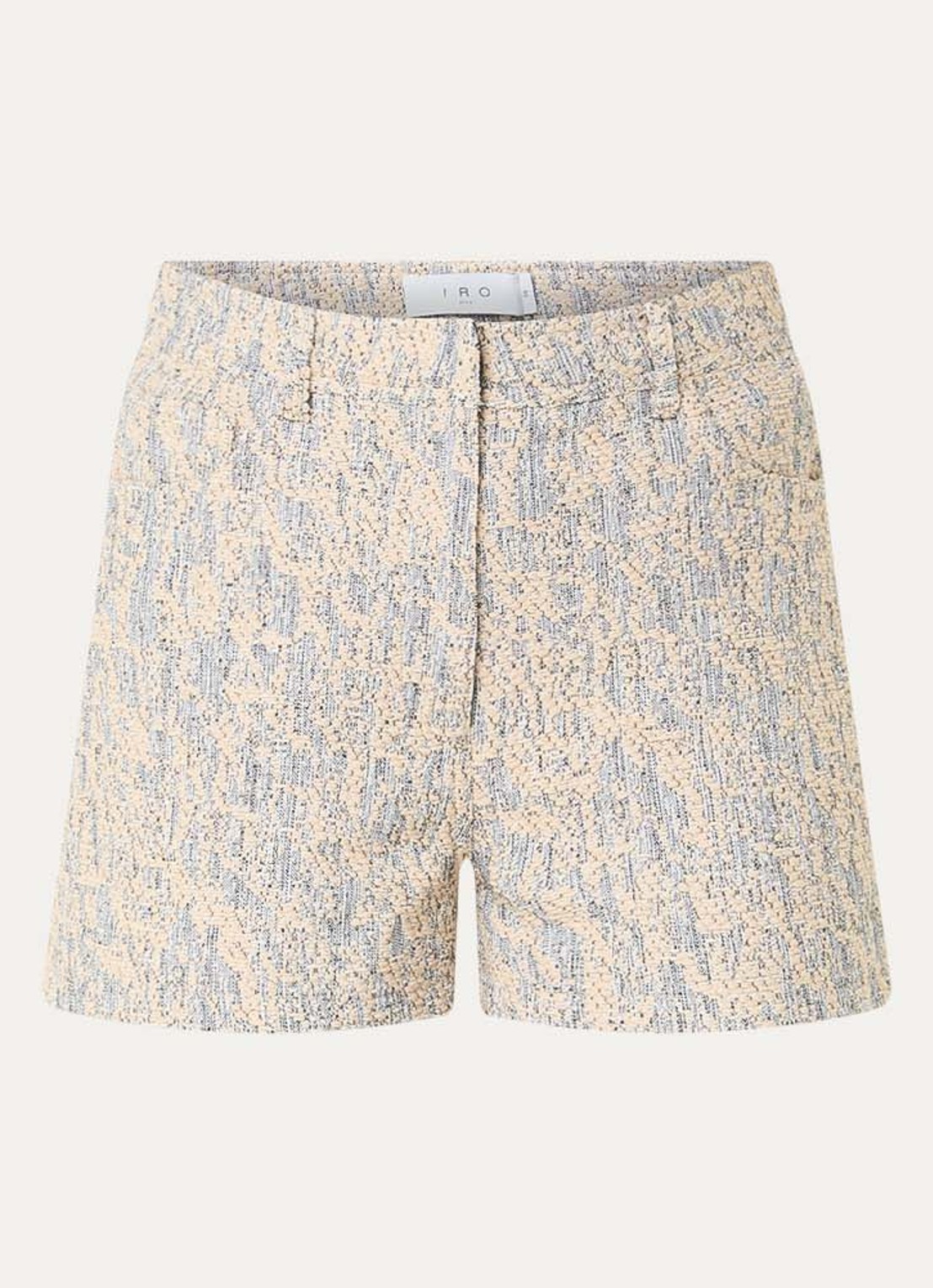 IRO Edela high waist straight fit korte broek met tweed-look - voorkant 2 beige