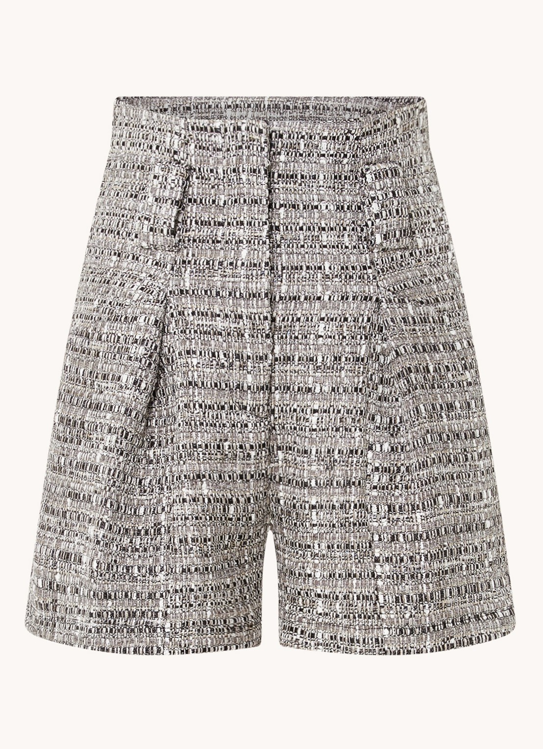 IRO Eliana high waist straight fit korte broek met lurex - voorkant 2 grijsmele