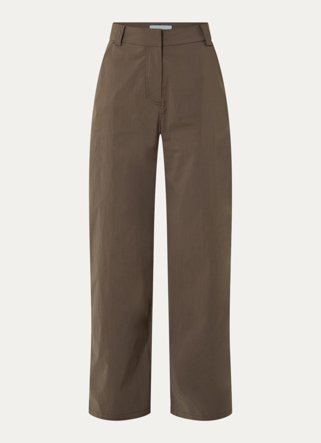 IRO Ellena mid waist straight leg broek met steekzakken - voorkant 3 lichtbruin