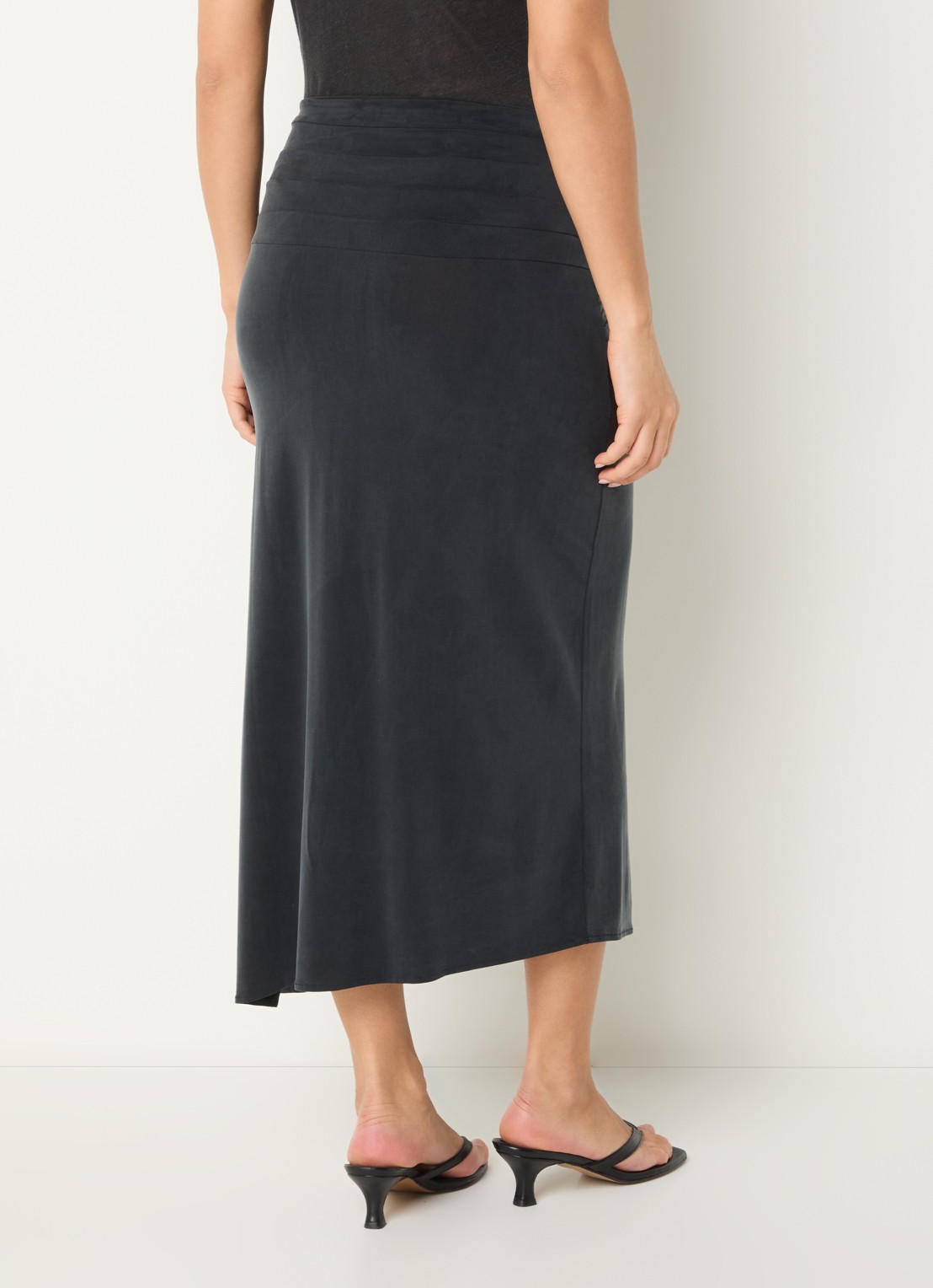 IRO Emeraude midi rok met split - achterkant 4 donkergrijs