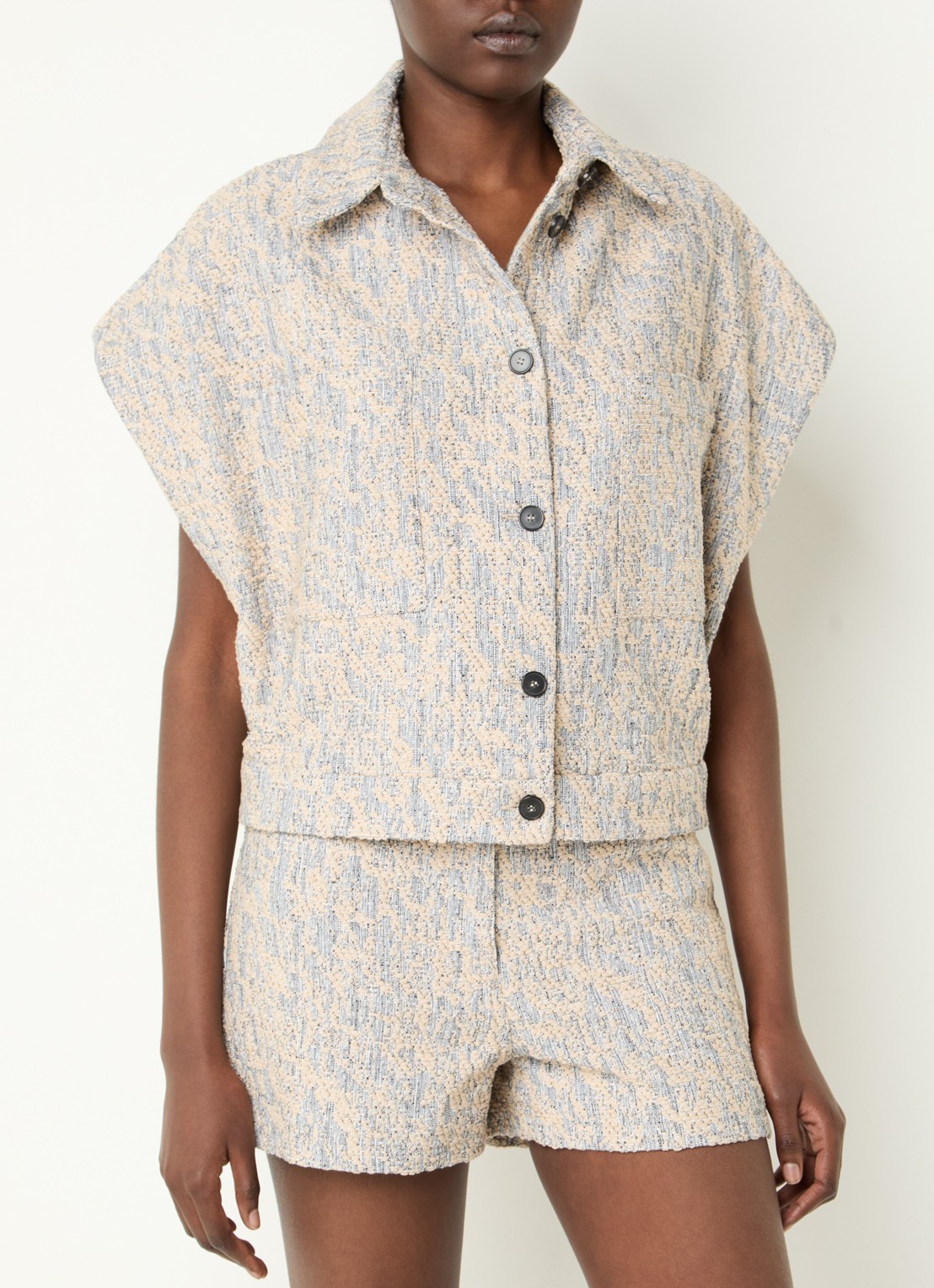 IRO Estel blouse met opgestikte zakken en tweed-look - detail 2 beige