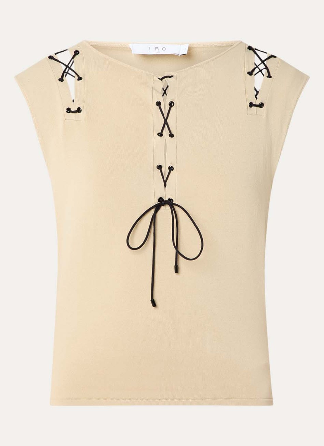 IRO Felicine crop top met rijgdetail - voorkant beige