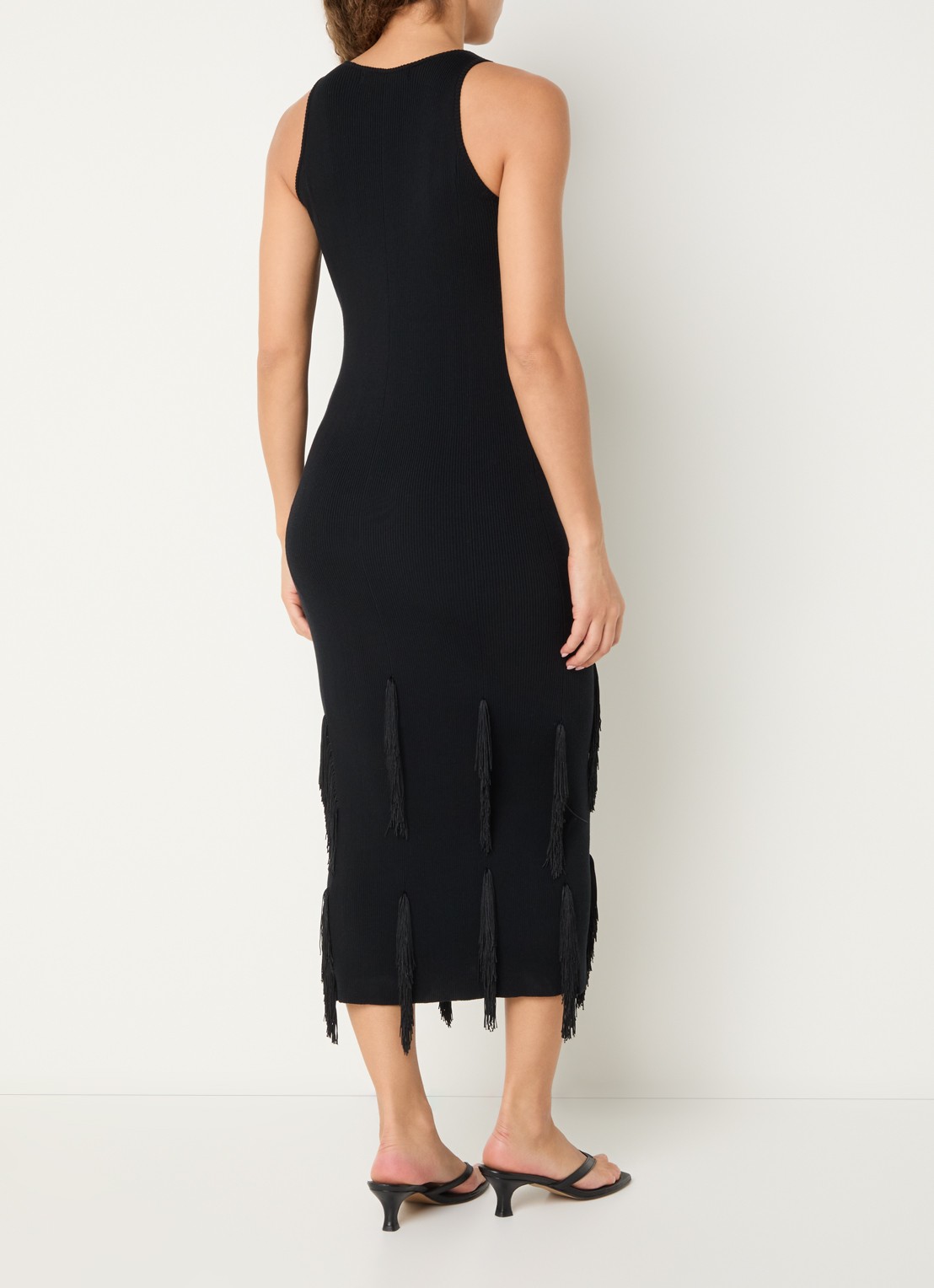 IRO Fleur midi jurk met franjes - achterkant 4 zwart