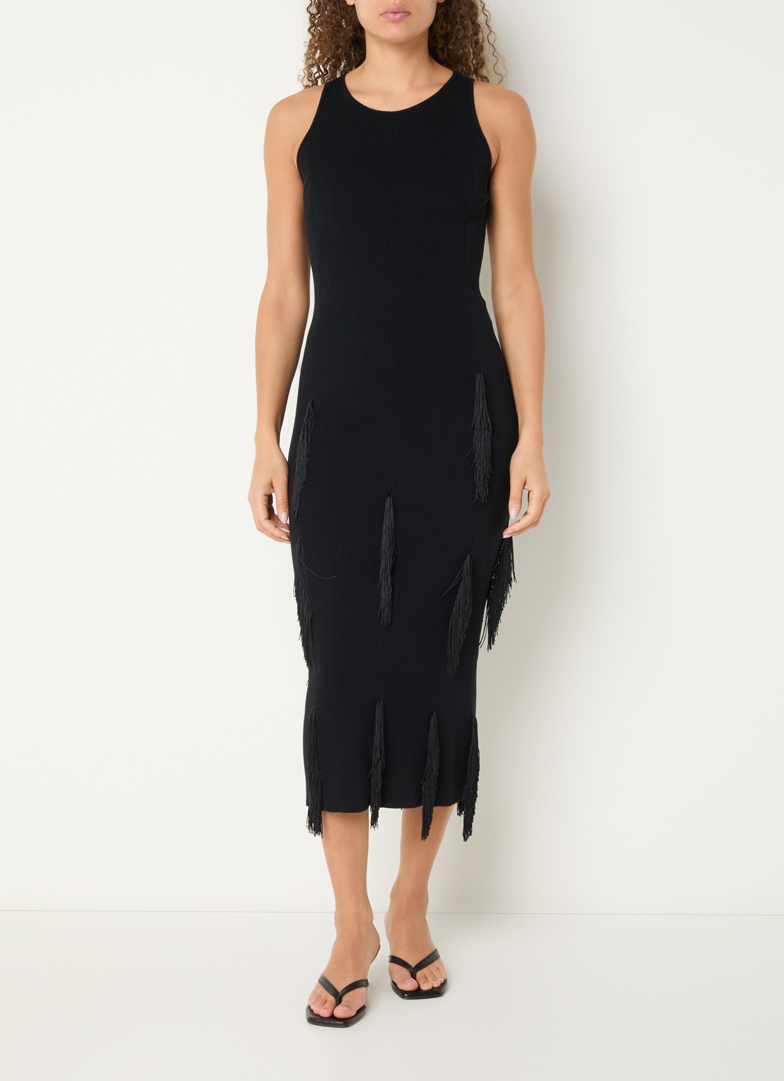 IRO Fleur midi jurk met franjes - detail 3 zwart