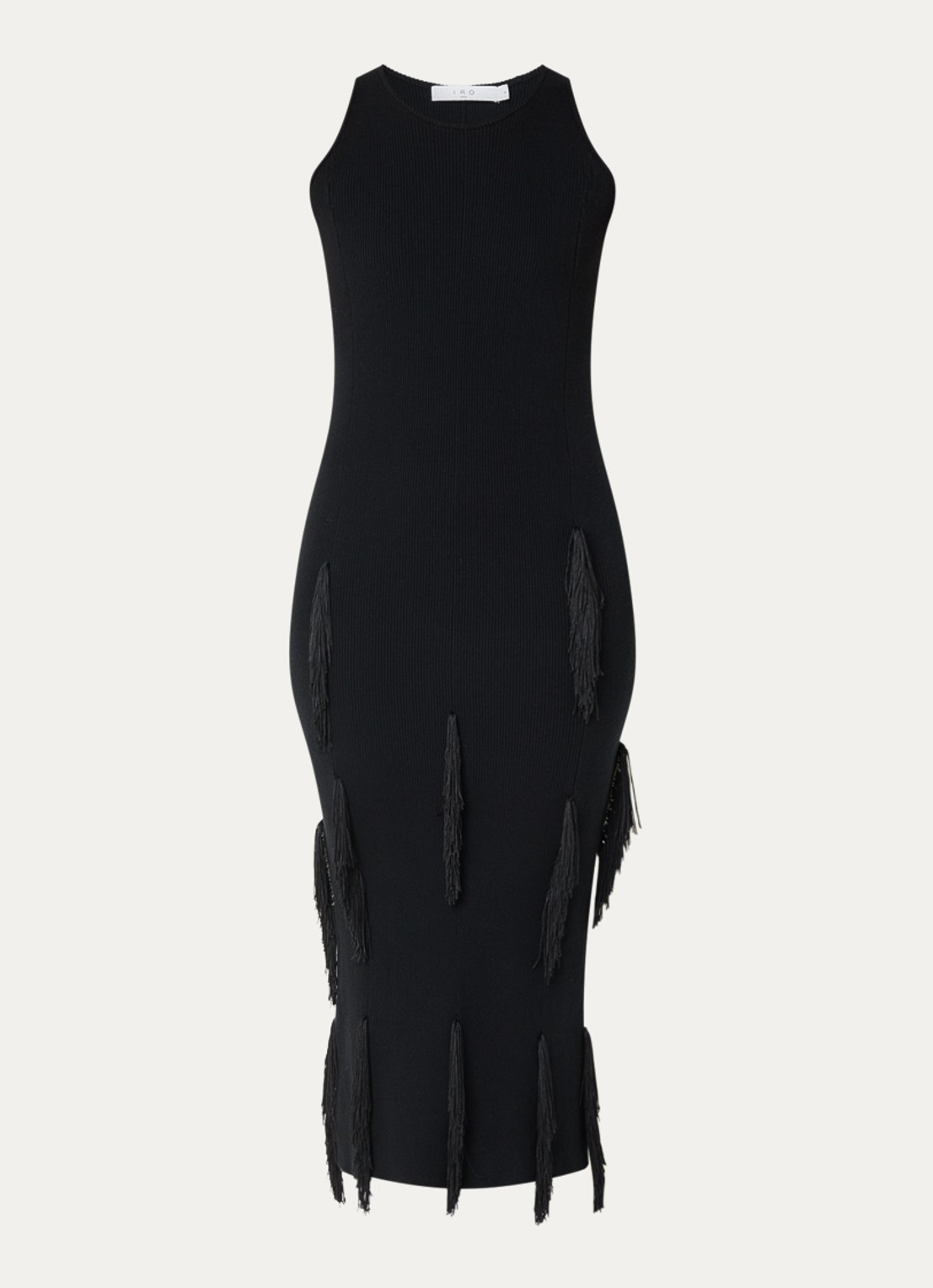 IRO Fleur midi jurk met franjes - voorkant zwart