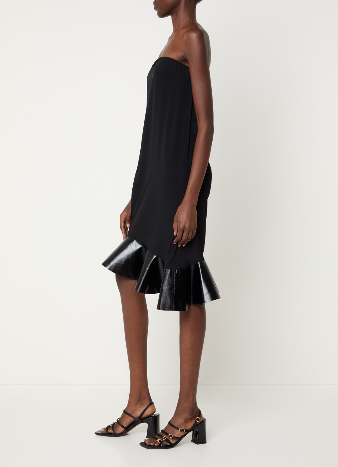 IRO Florence mini jurk in zijdeblend met asymmetrische zoom - voorkant 3 zwart