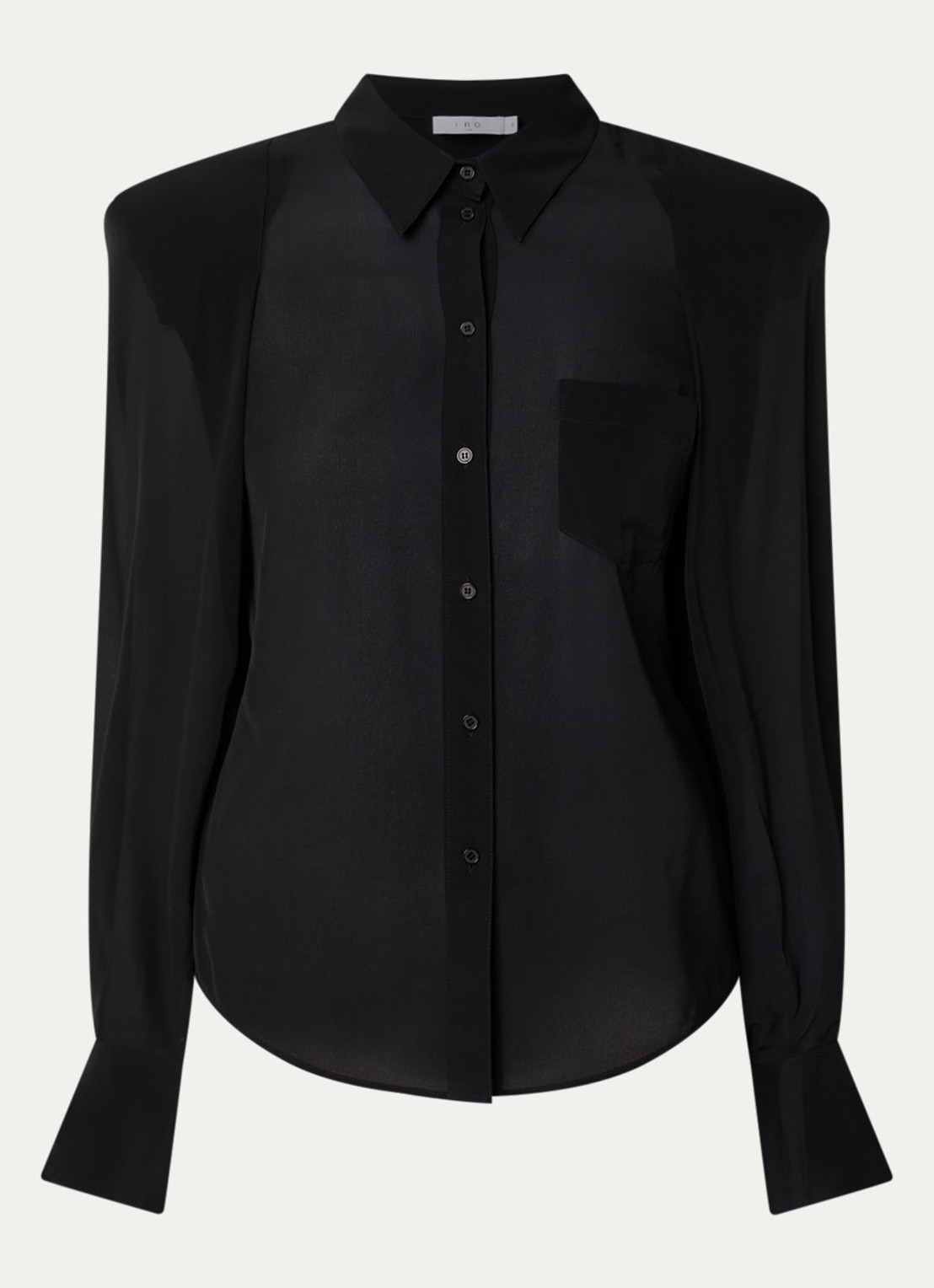 IRO Foxie semi-transparante blouse met borstzak - voorkant 3 zwart