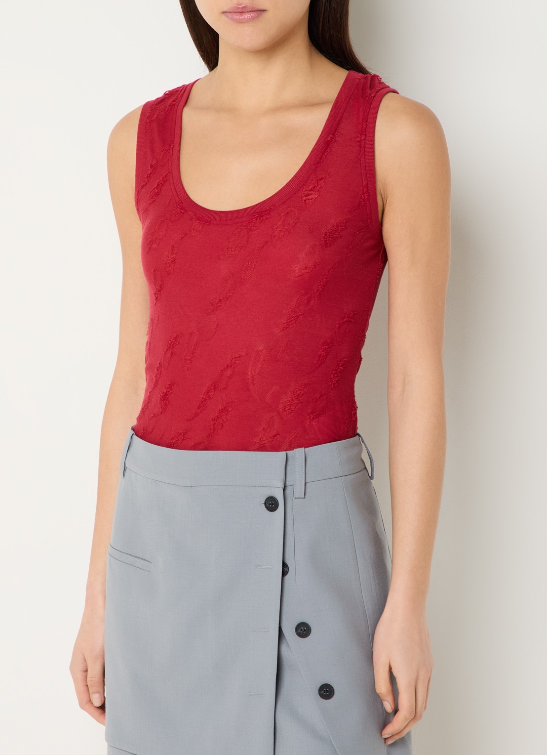 IRO Galadriel top met structuur - detail 4 rood