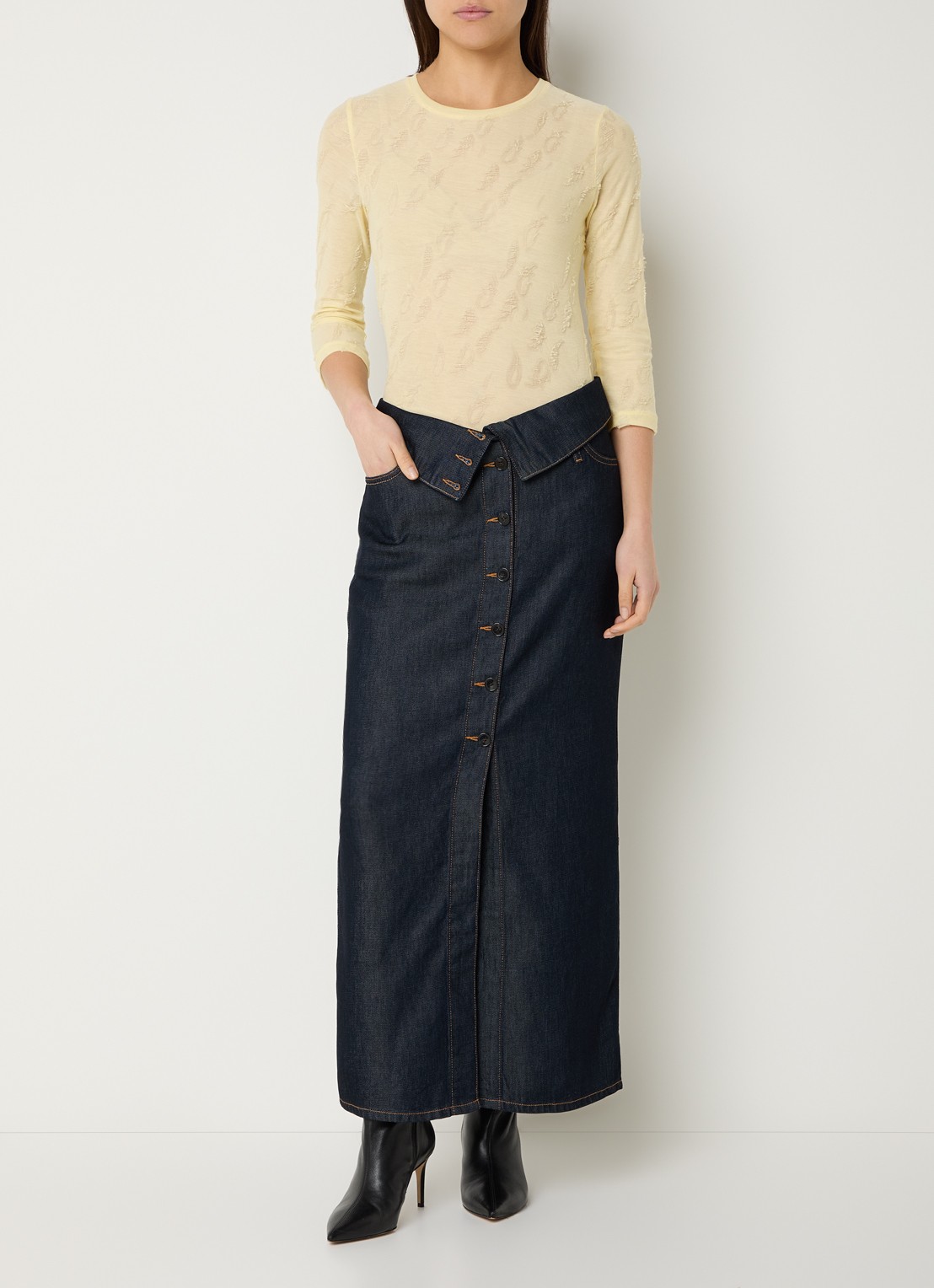 IRO Gracelia longsleeve met structuur - voorkant 3 geel