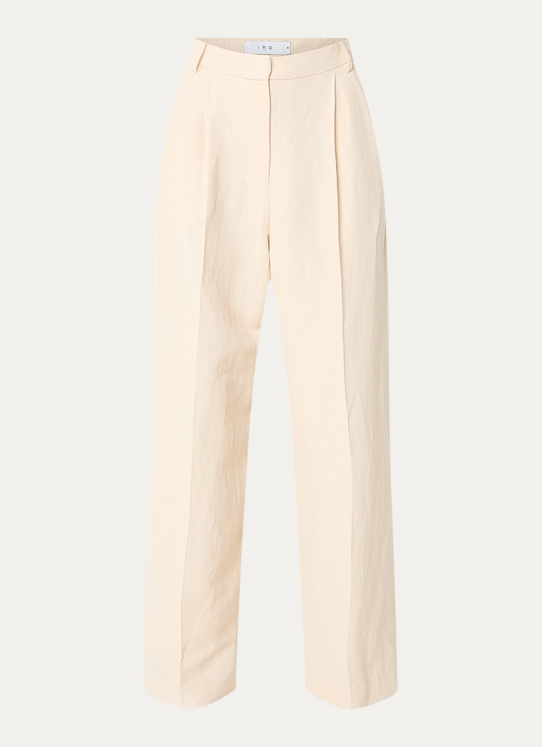 IRO Hayda high waist wide fit pantalon in linnenblend - voorkant 2 vanillegeel