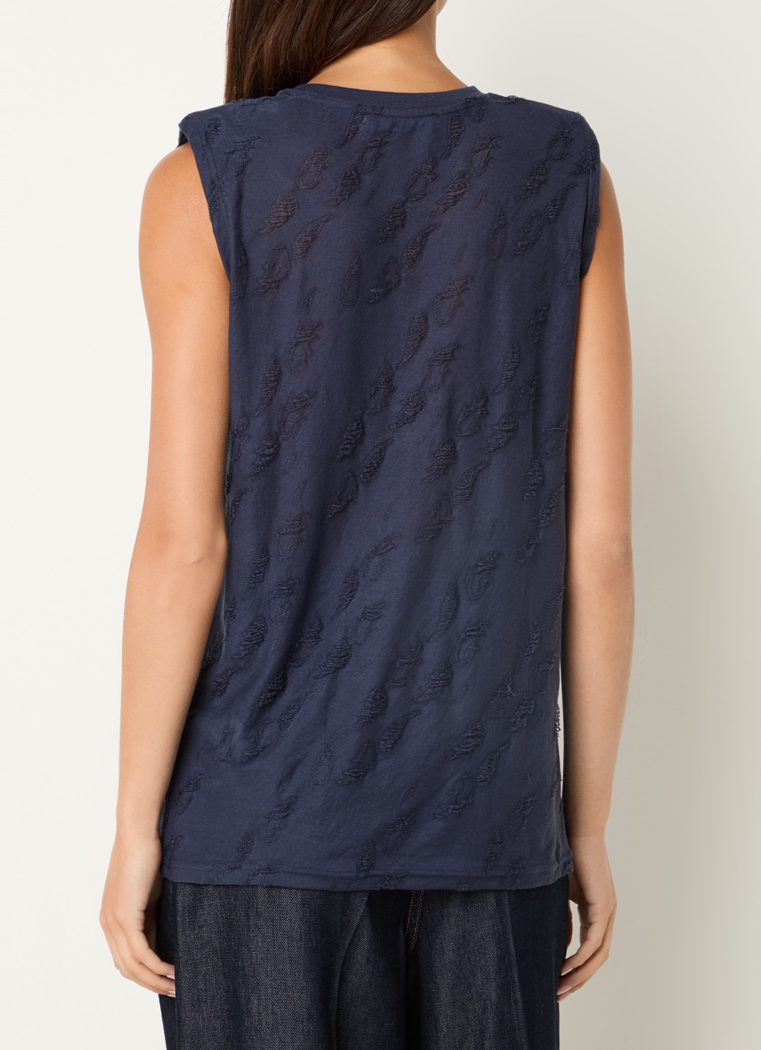 IRO Horphee top met schoudervulling - achterkant 3 donkerblauw