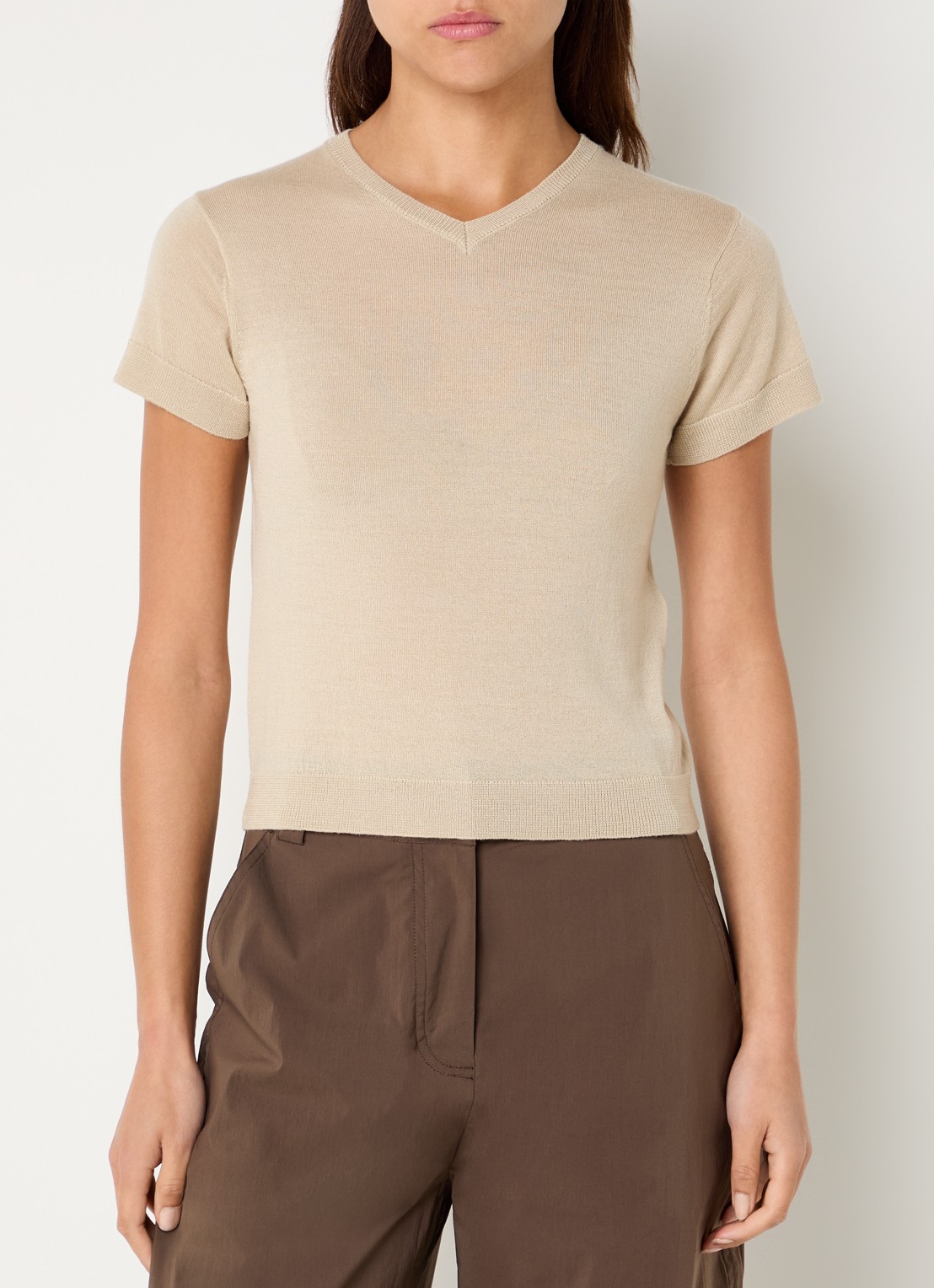 IRO Idille fijngebreide top in zijdeblend - detail 3 beige