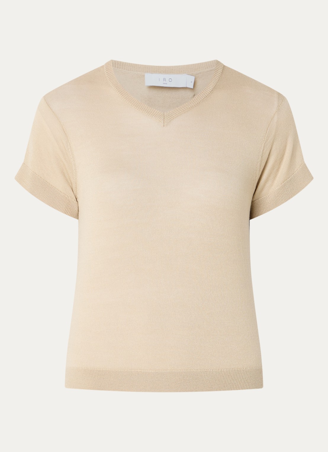 IRO Idille fijngebreide top in zijdeblend - voorkant beige
