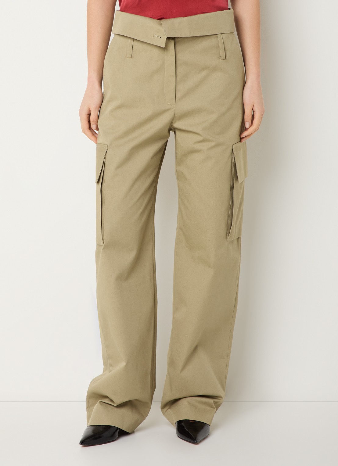 IRO Indra high waist loose fit cargobroek met steekzakken - detail 4 olijfgroen