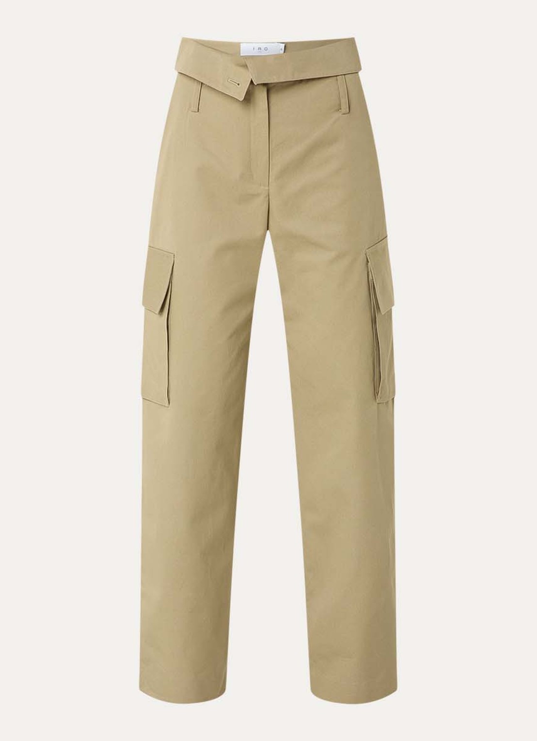 IRO Indra high waist loose fit cargobroek met steekzakken - voorkant 2 olijfgroen