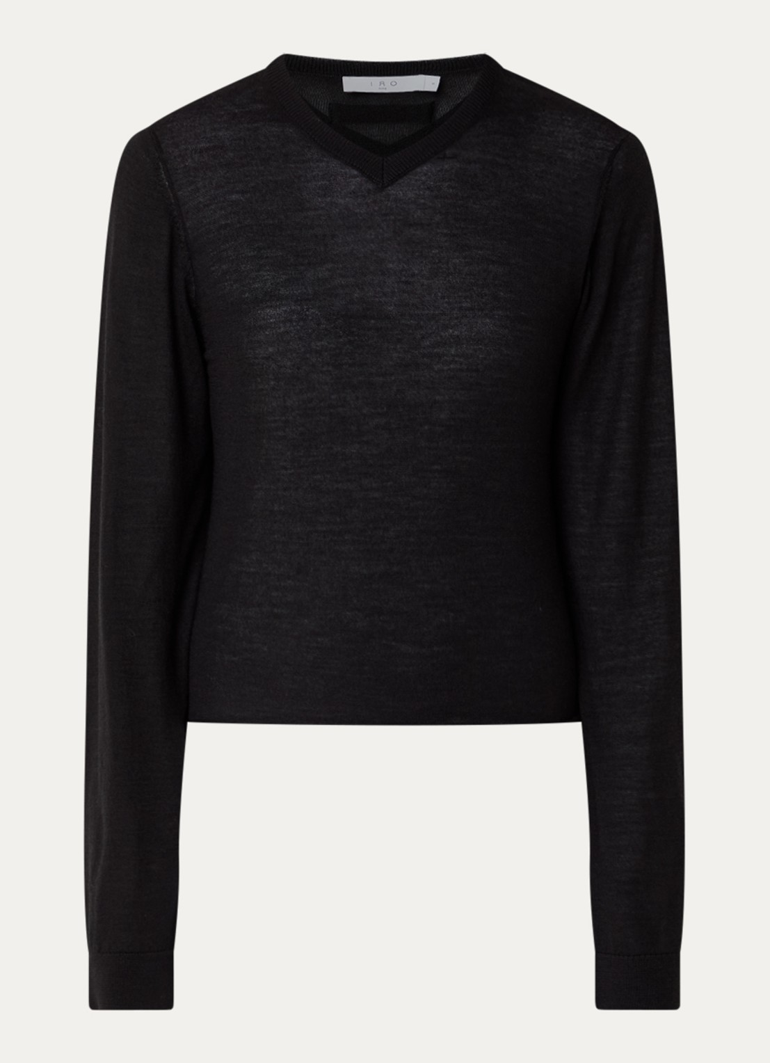 IRO Infini pullover in kasjmierblend met ronde hals - voorkant zwart