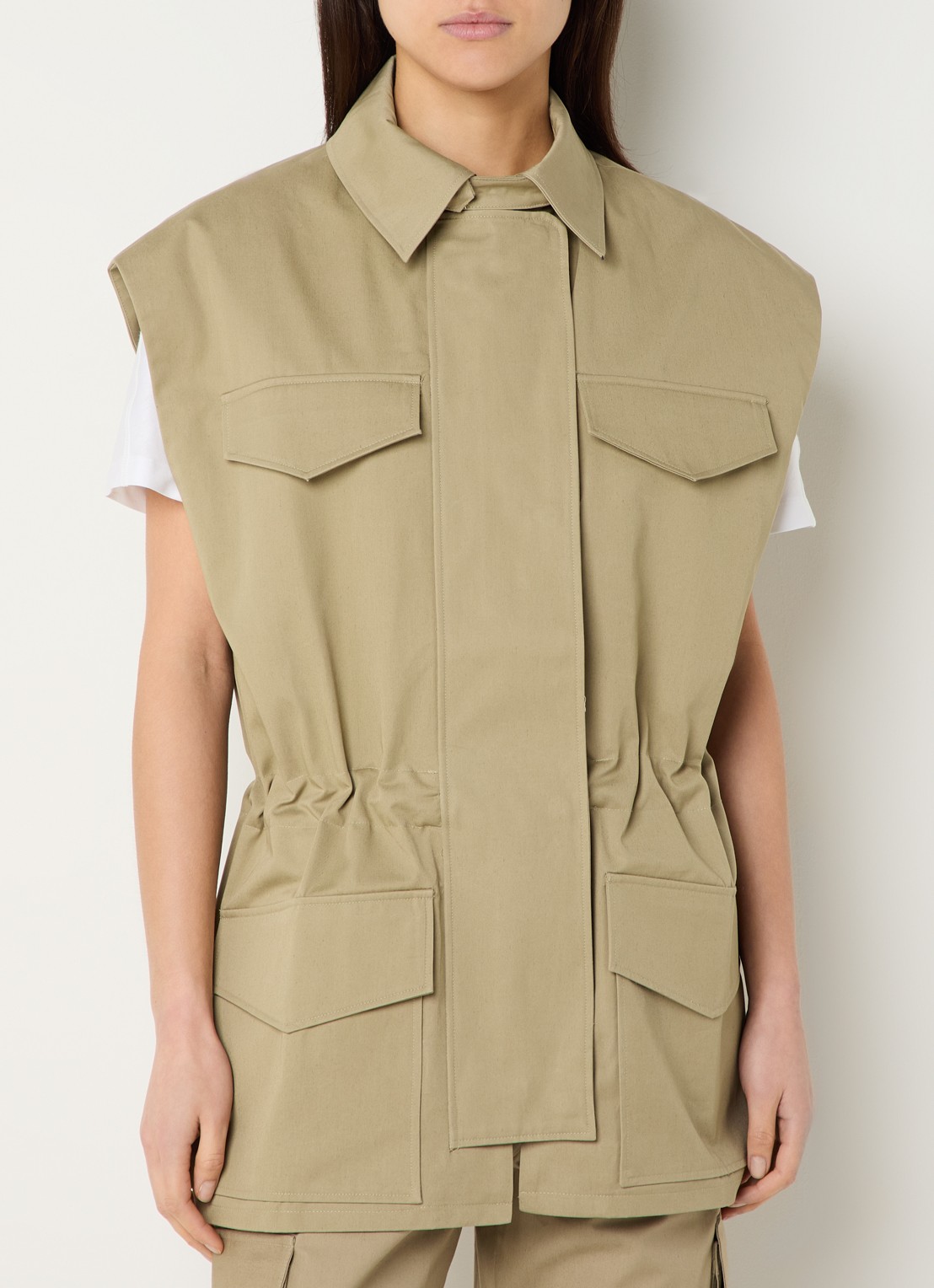 IRO Iziel bodywarmer met borstzakken - detail 2 khaki