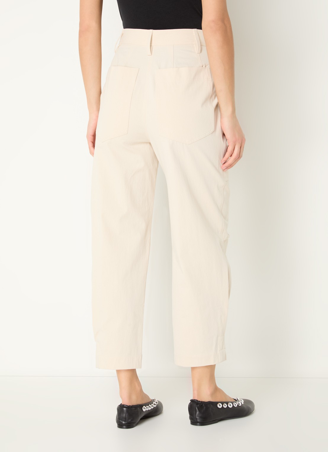 IRO Jadou high waist wide fit pantalon met steekzakken - achterkant creme