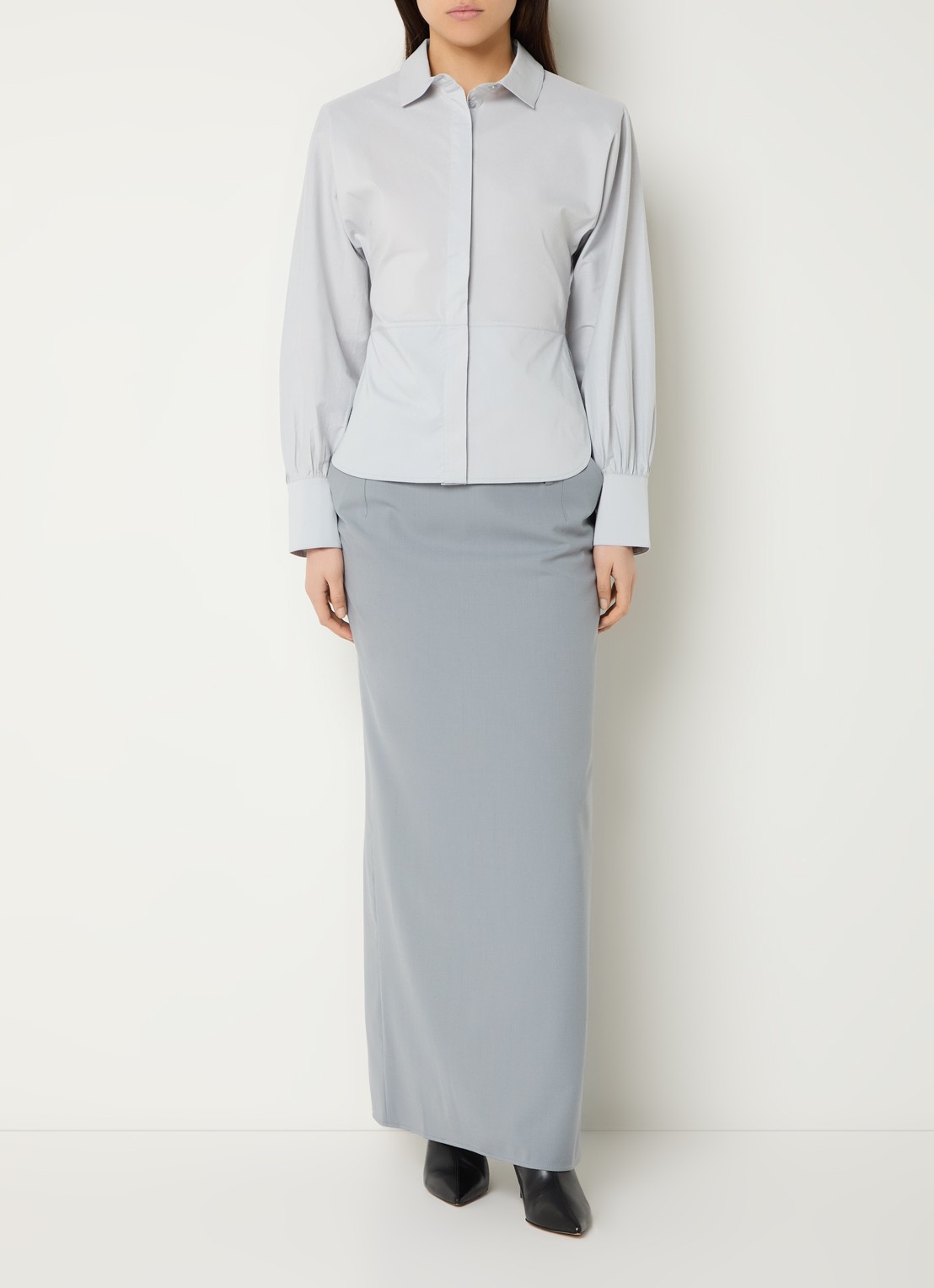 IRO Janine blouse met stretch - voorkant 2 lichtgrijs