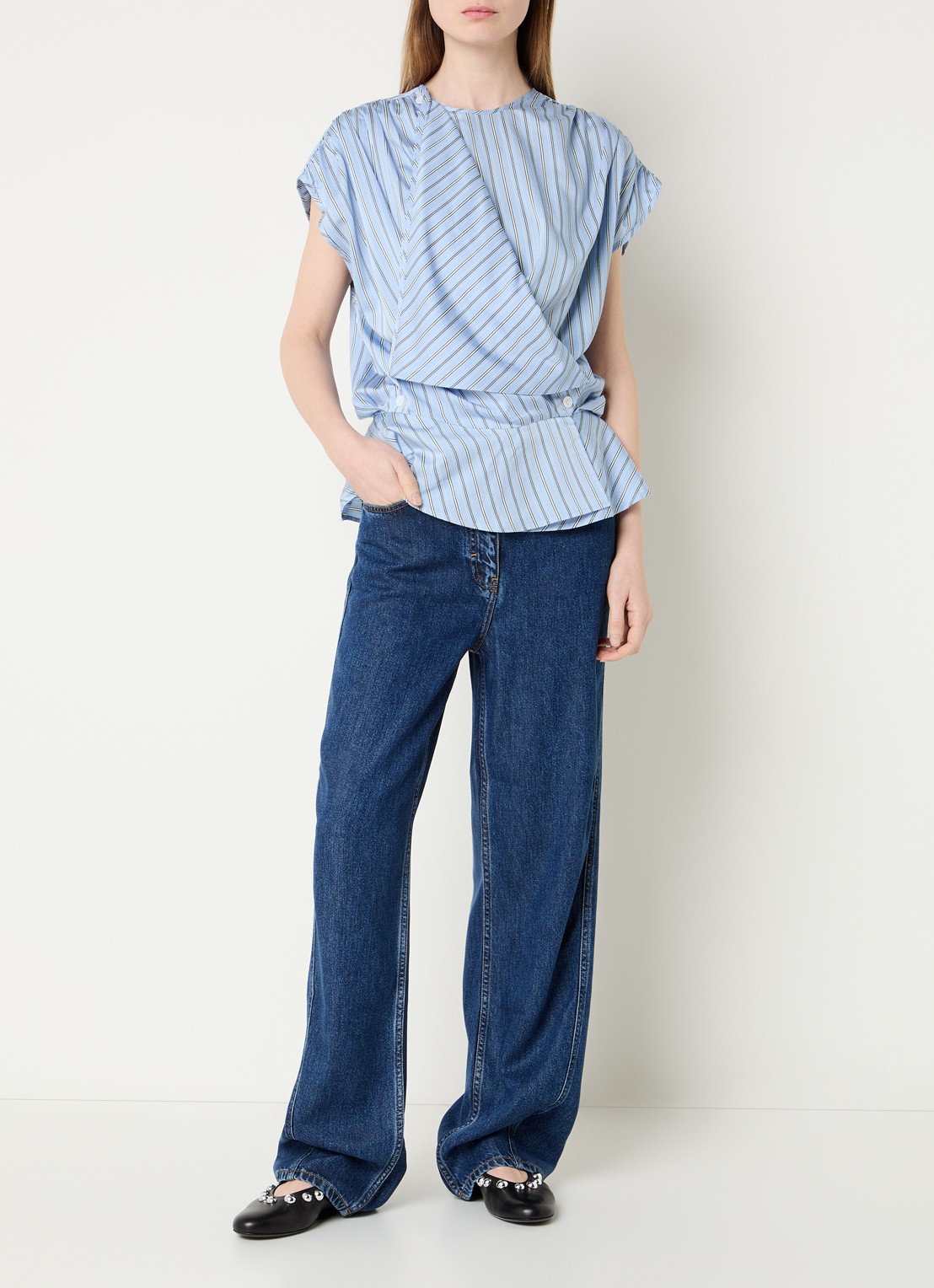 IRO Joris high waist straight leg jeans met donkere wassing - voorkant 2 indigo