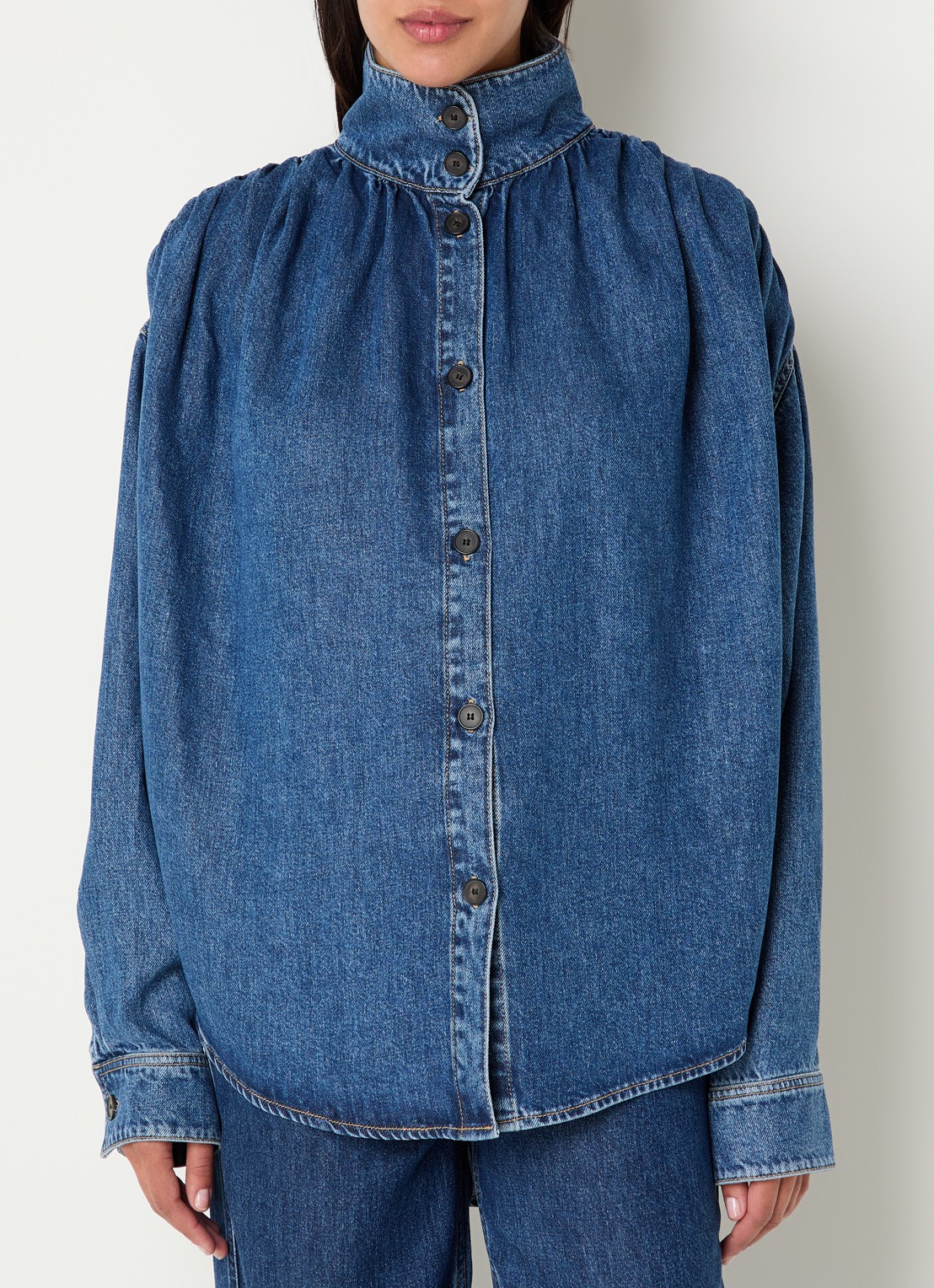 IRO Julie blouse van denim - detail indigo