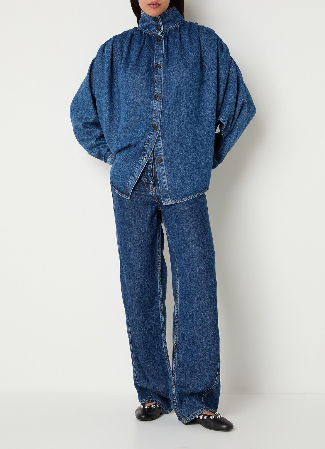 IRO Julie blouse van denim - voorkant 4 indigo
