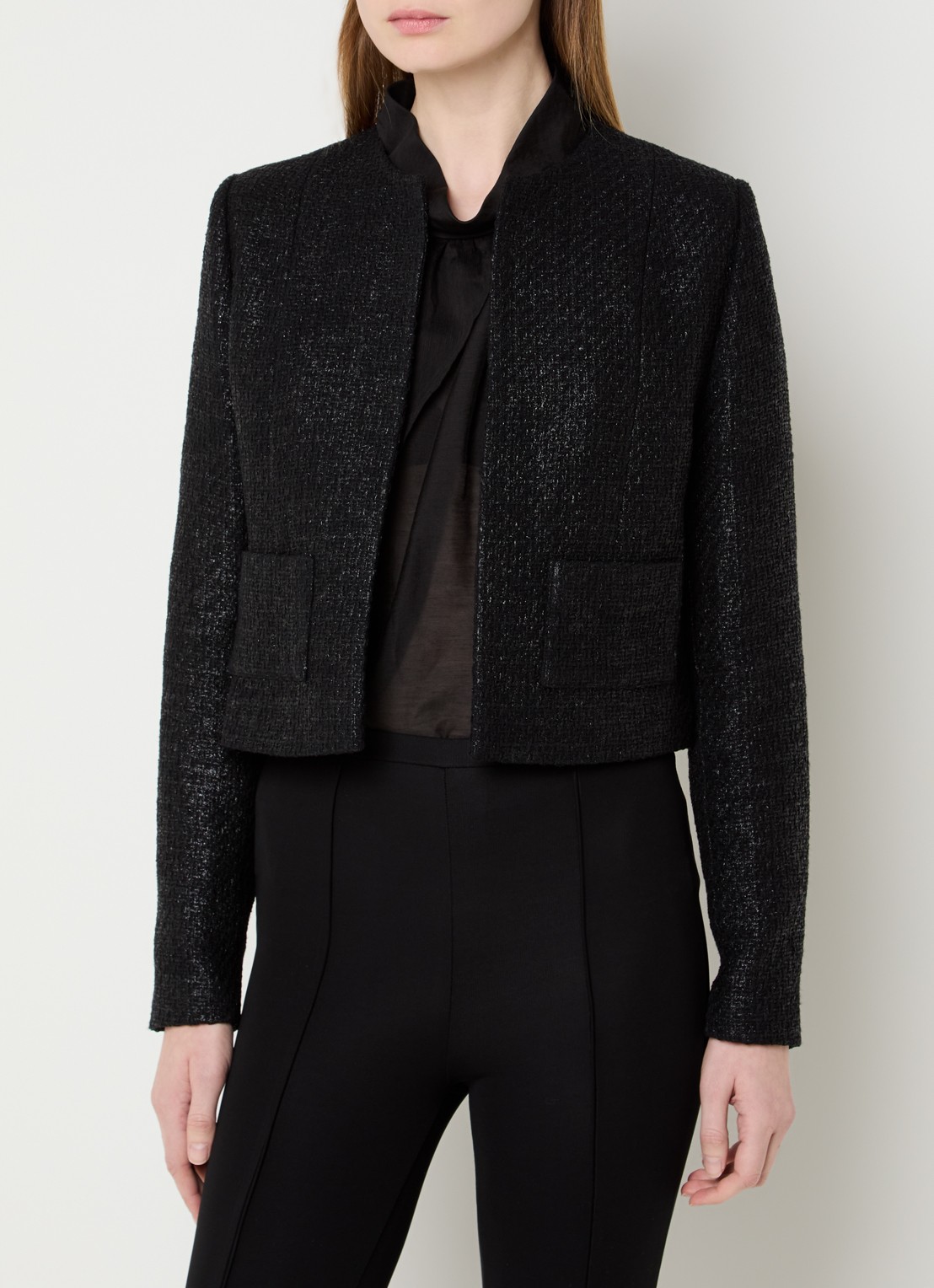 IRO Kylie jack met tweed-look en opgestikte zakken - detail 4 zwart