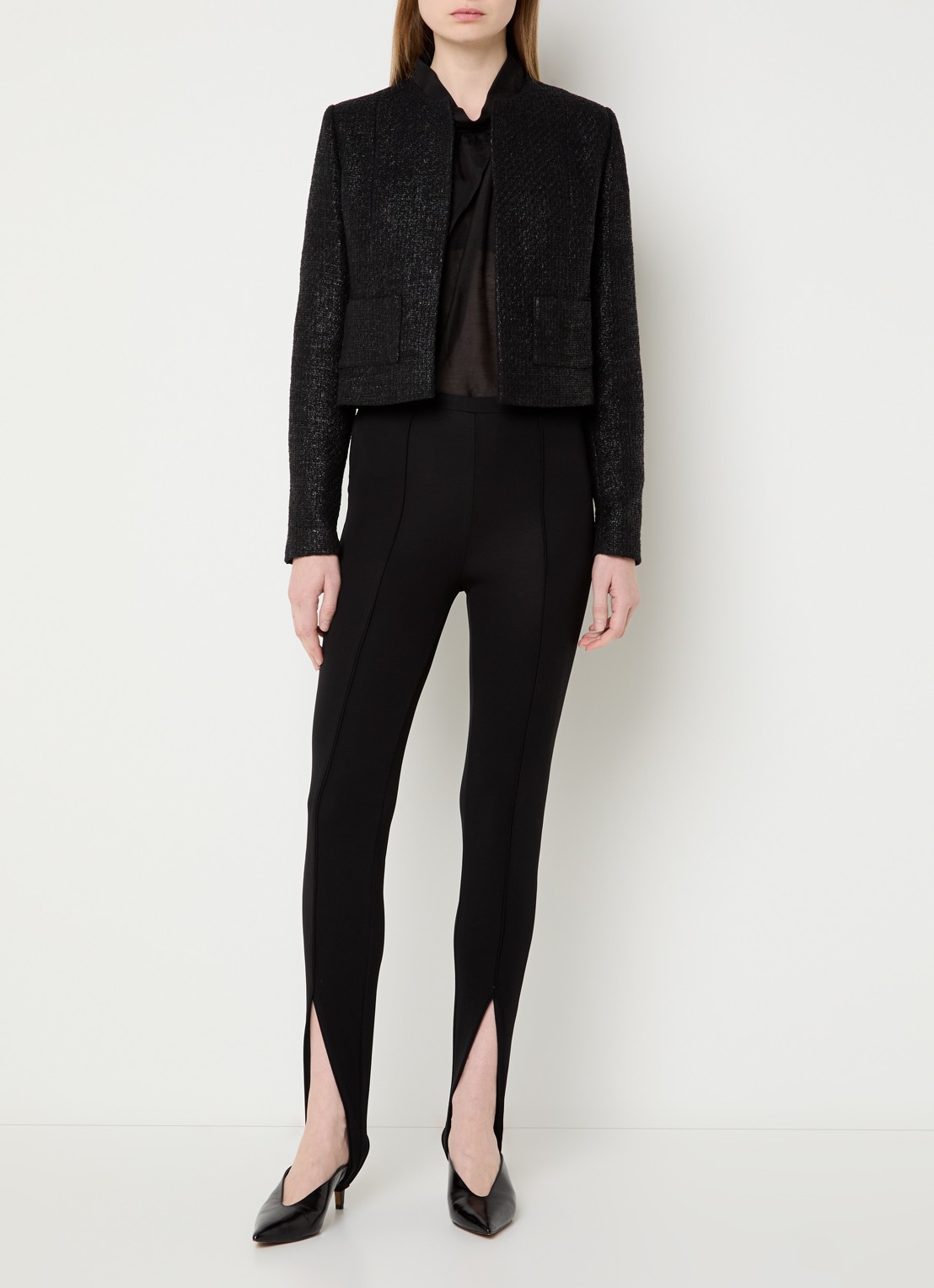 IRO Kylie jack met tweed-look en opgestikte zakken - voorkant 2 zwart