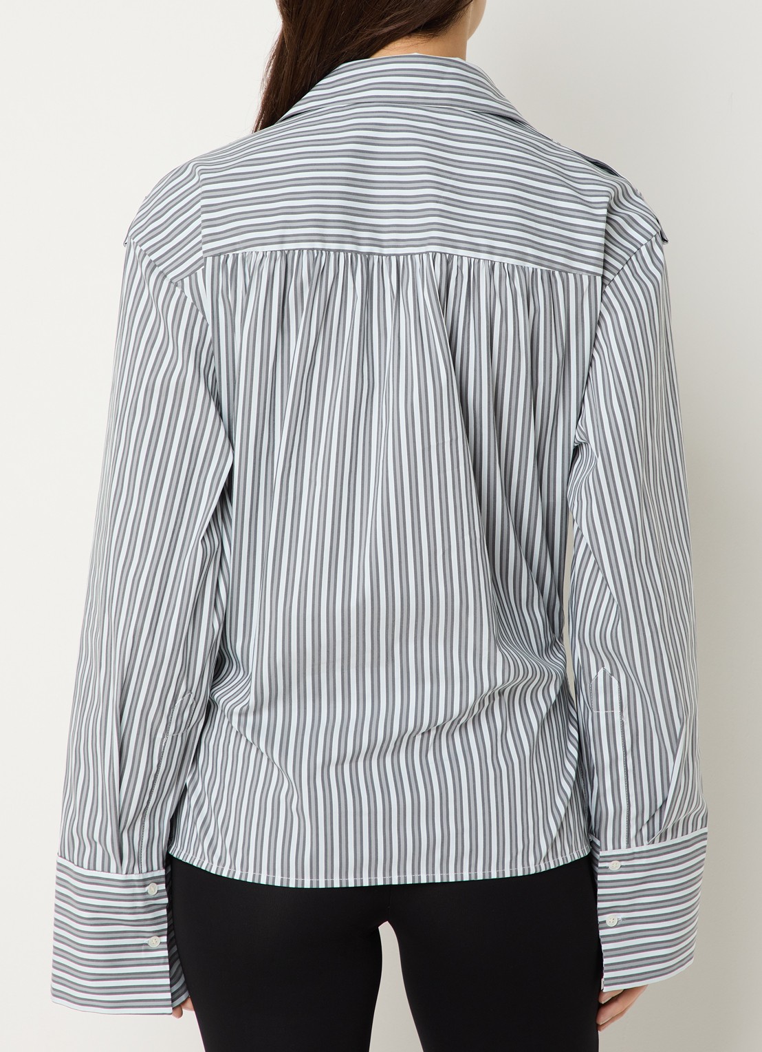 IRO Lace asymmetrische blouse met streepprint - achterkant 4 grijs
