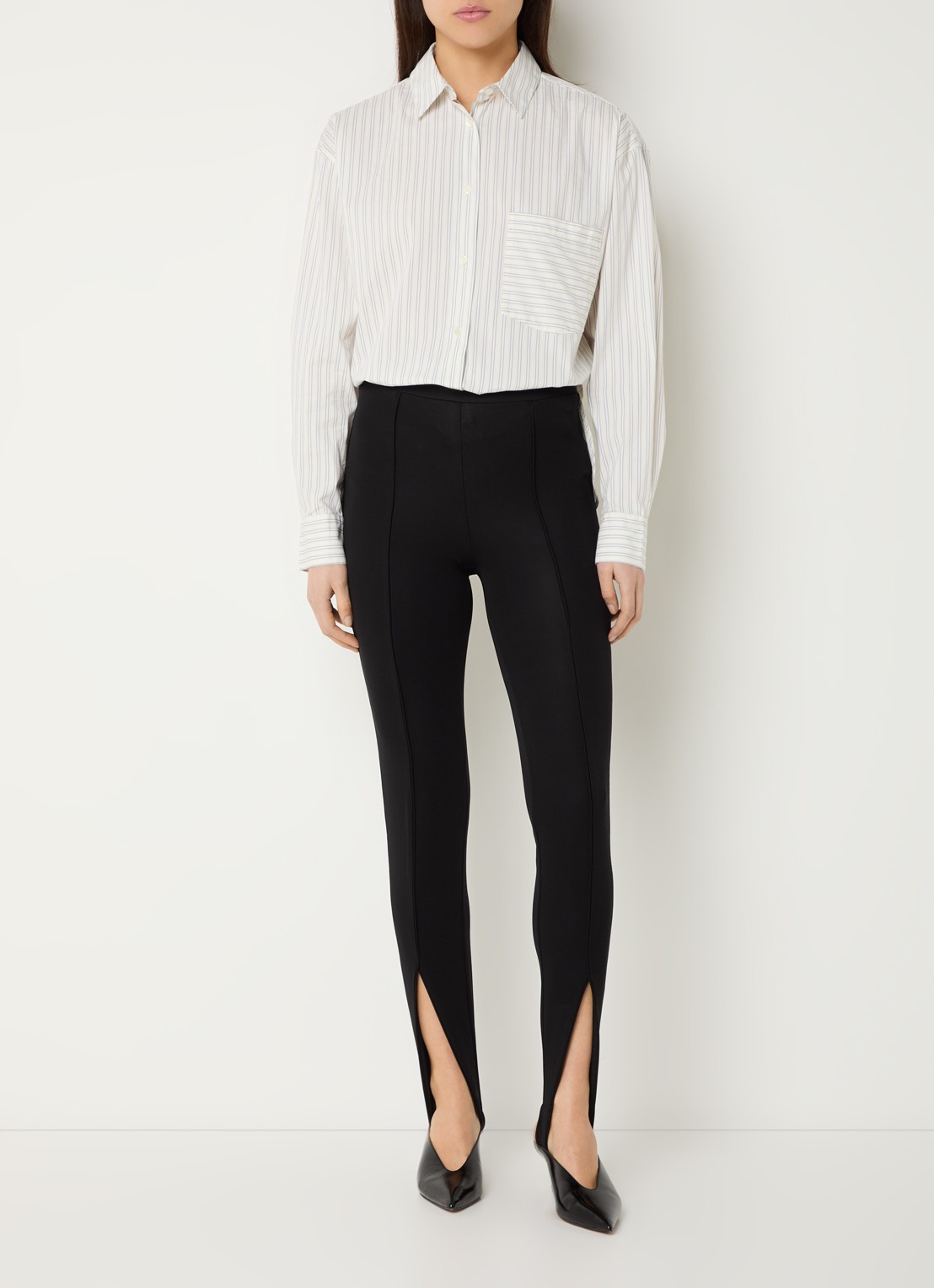 IRO Lasmy blouse met streepprint - voorkant 3 vanillegeel