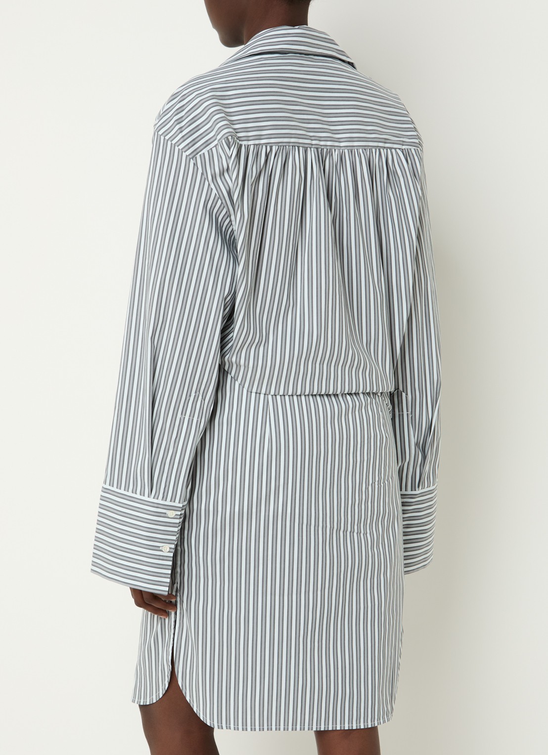 IRO Lazul midi blousejurk met streepprint - achterkant grijs