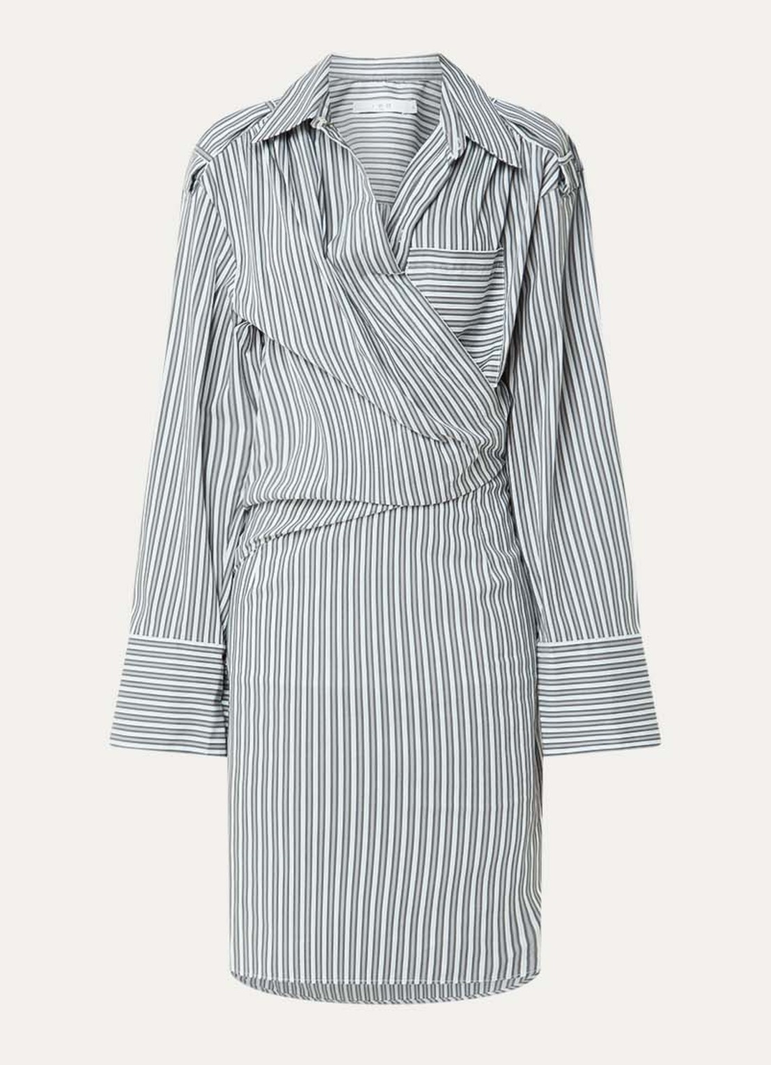 IRO Lazul midi blousejurk met streepprint - voorkant 2 grijs