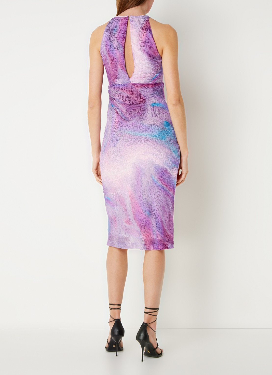 IRO Lidama midi jurk met jacquard dessin van fluweel  - achterkant 3 paars