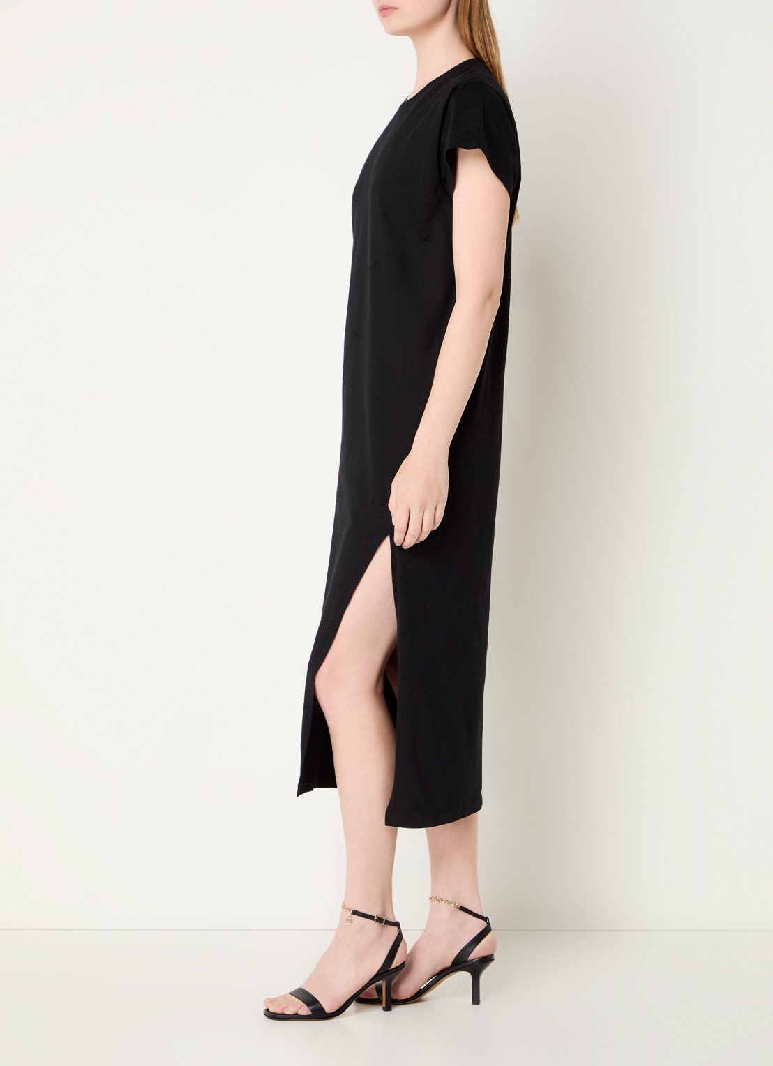IRO Litony midi jurk met split - voorkant 4 zwart