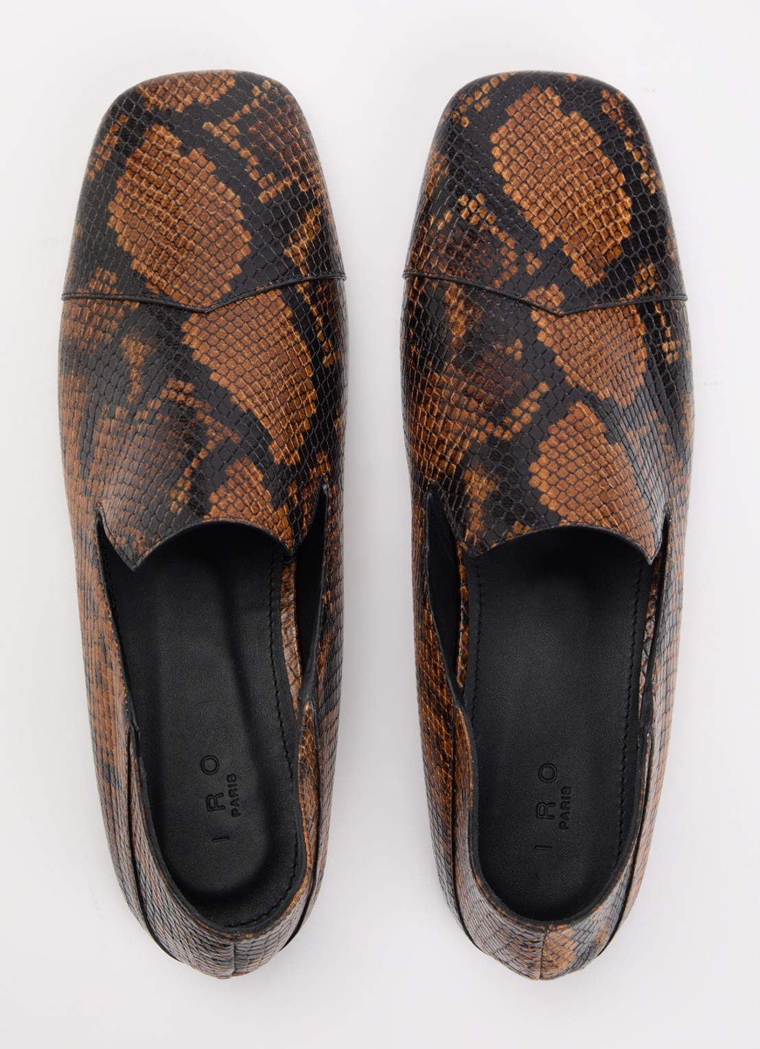 IRO Loafer van geitenleer met slangenprint - detail 4 bruin