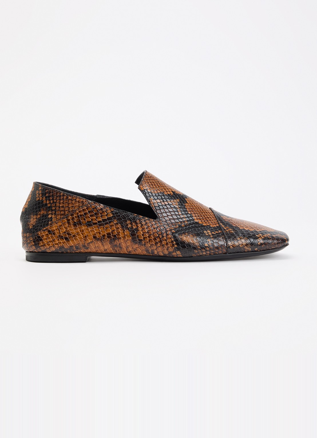 IRO Loafer van geitenleer met slangenprint - voorkant 2 bruin