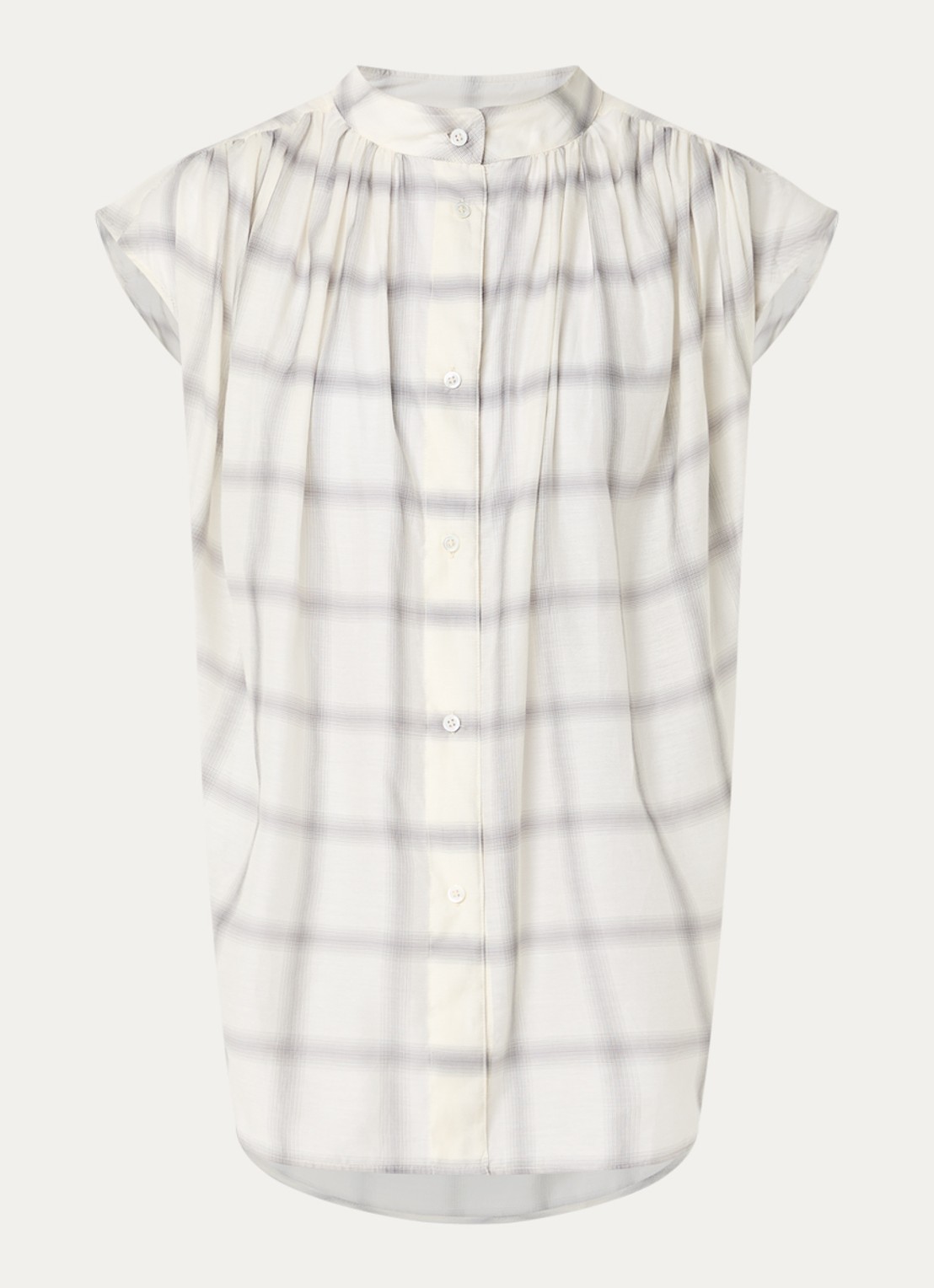 IRO Louka blouse in zijdeblend met ruitdessin - voorkant 2 creme