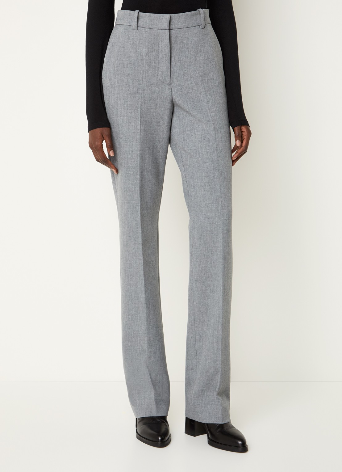 IRO Marila high waist bootcut fit pantalon met persplooi - detail 4 grijsmele