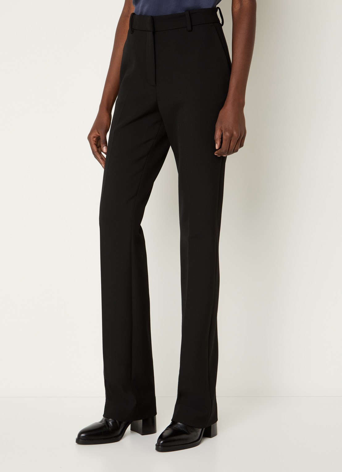 IRO Marila high waist bootcut fit pantalon met persplooi - detail zwart