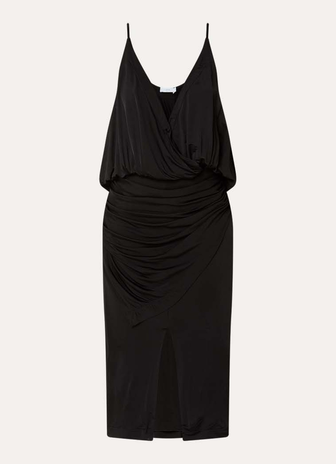 IRO Midi jurk met rugdecolleté en plooien - voorkant 2 zwart