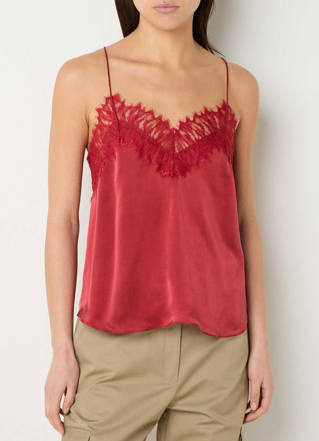 IRO Newin top van zijde - detail 4 donkerrood