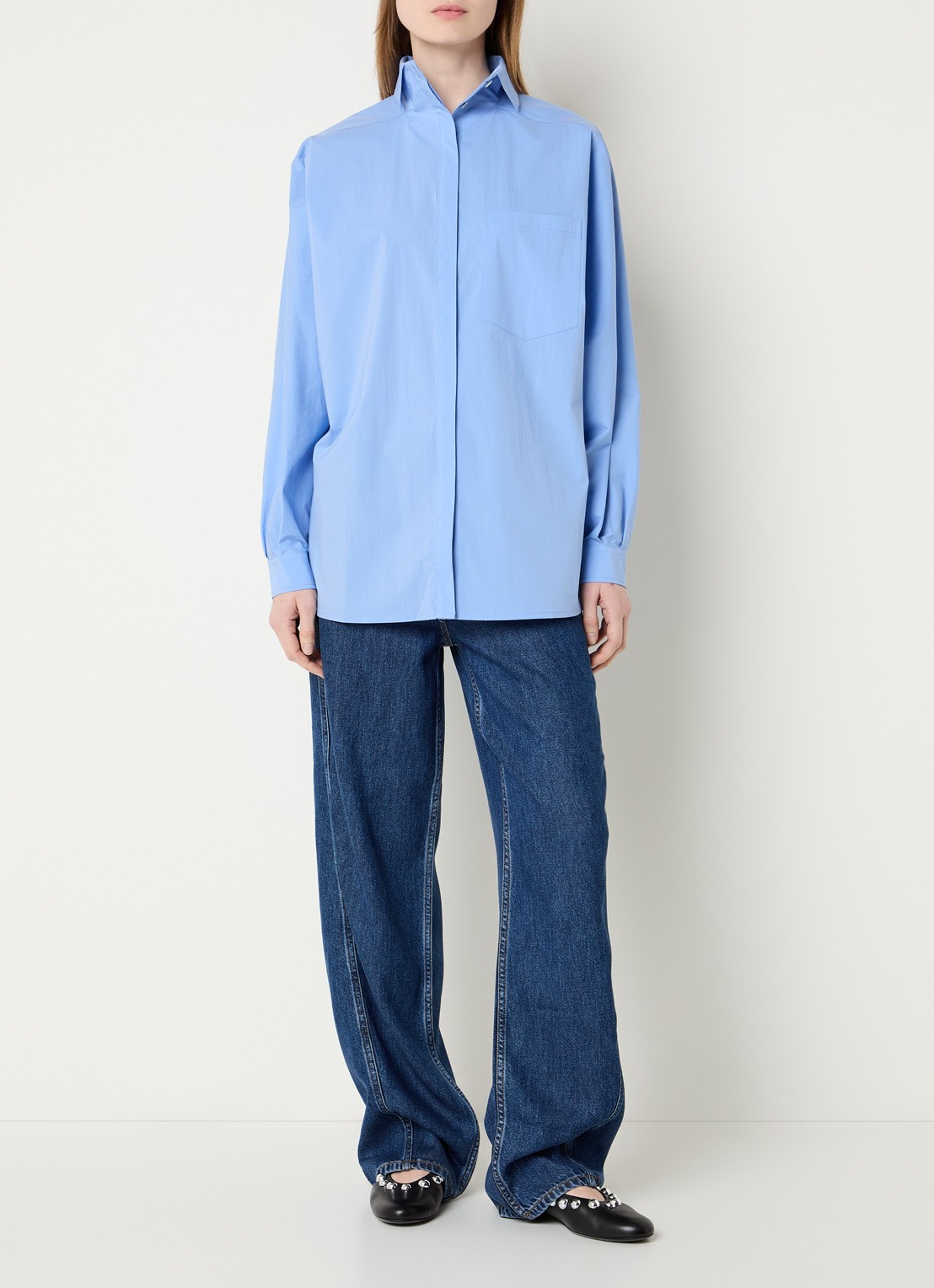 IRO Nylia blouse met stretch - voorkant 3 blauwgrijs