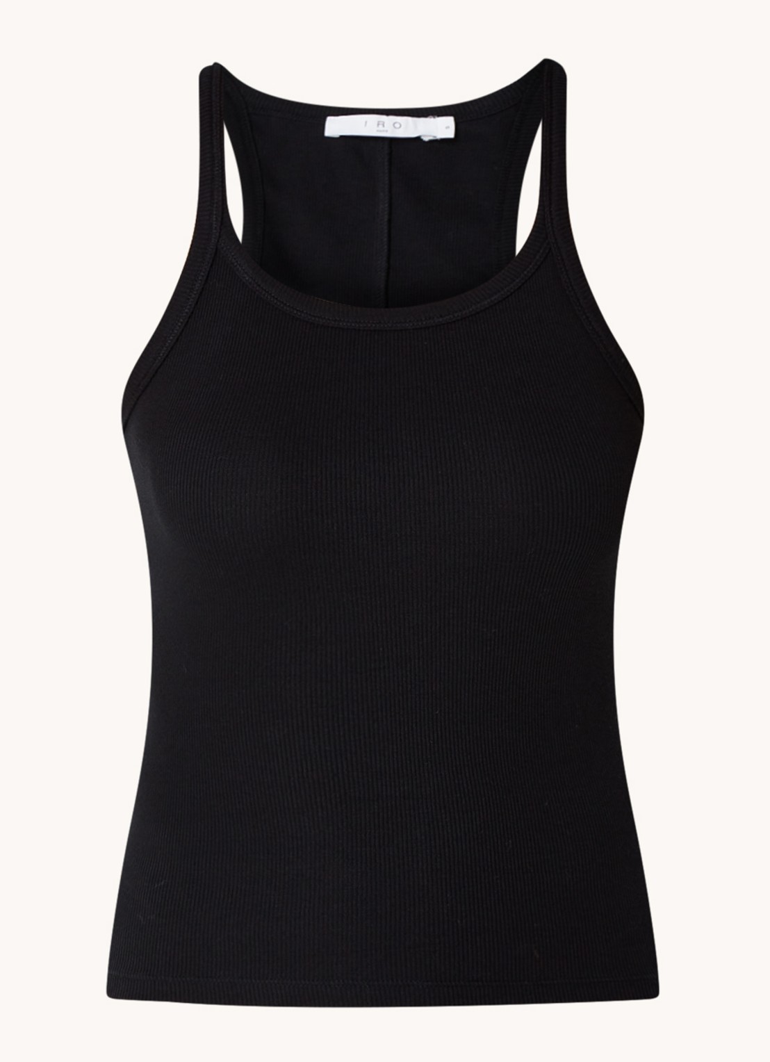 IRO Palisso tanktop met ribstructuur en ronde hals - voorkant 3 zwart